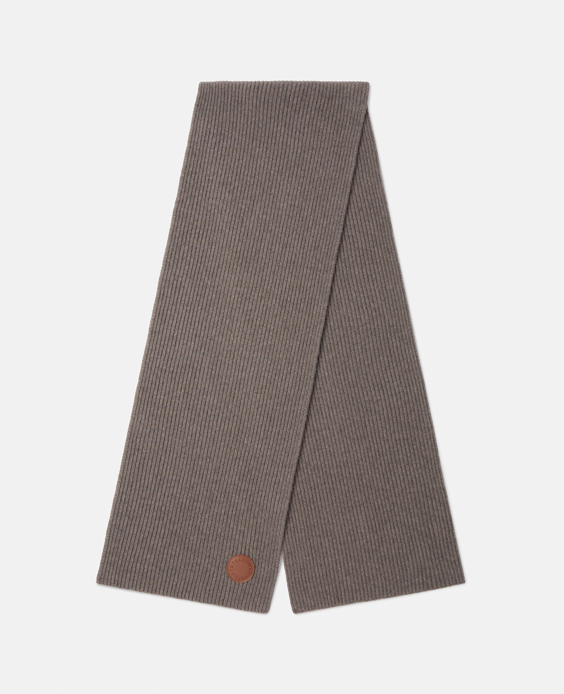 Ribbed Logo Scarf-Grey-medium
