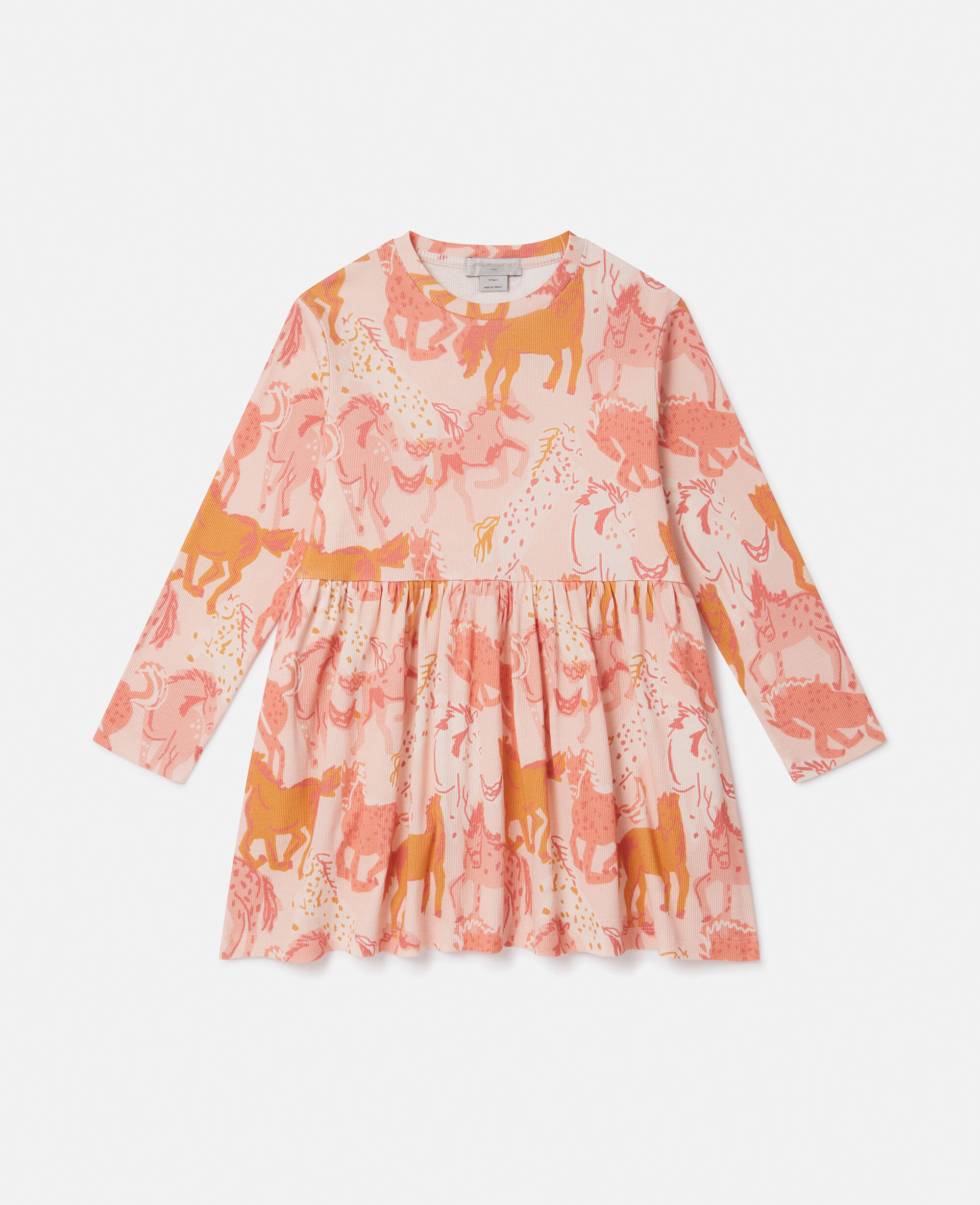 Women ピーチ ピンク ホースプリント ロングスリーブ ワンピース | Stella McCartney JP