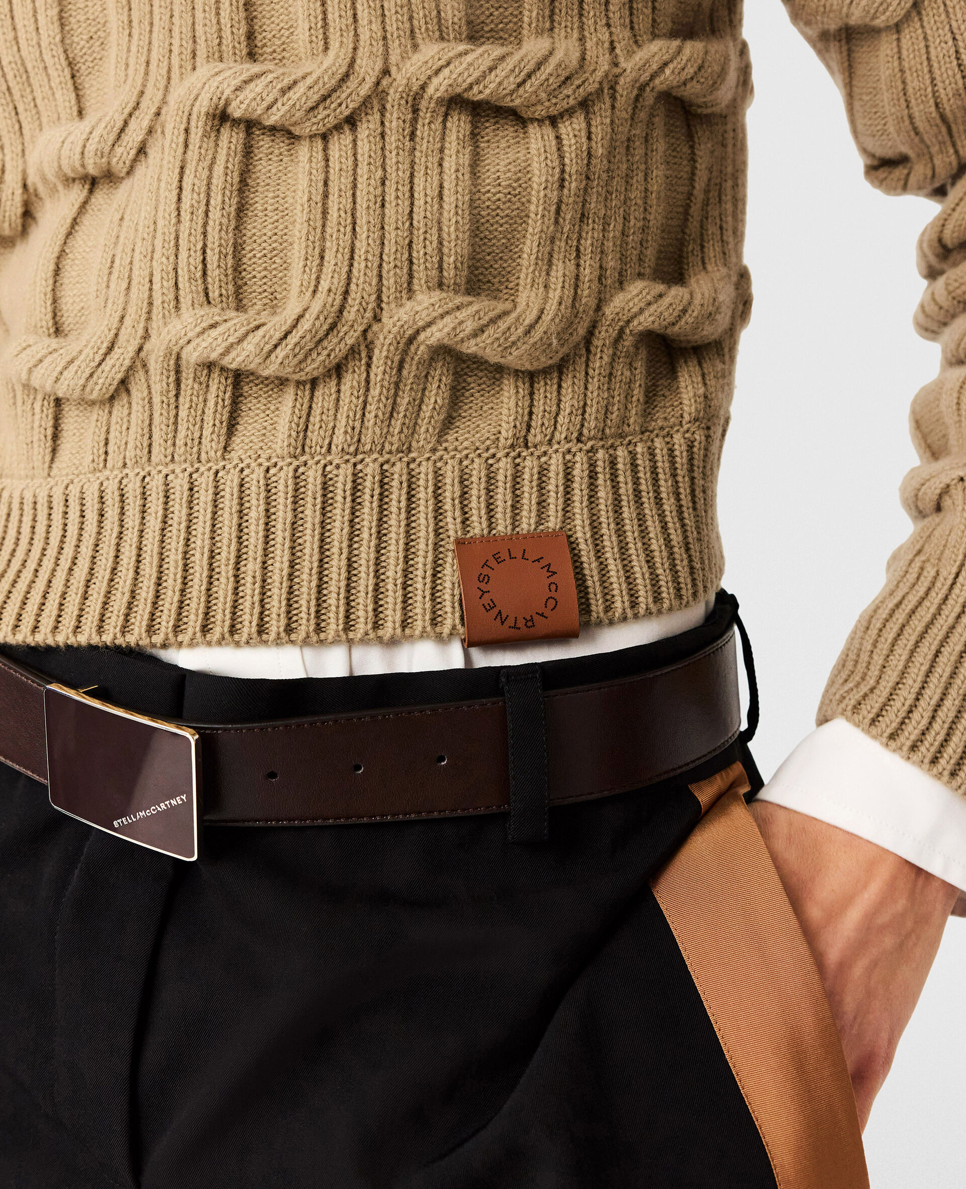 Falabella Cable-Knit Crewneck Jumper-Beige-medium