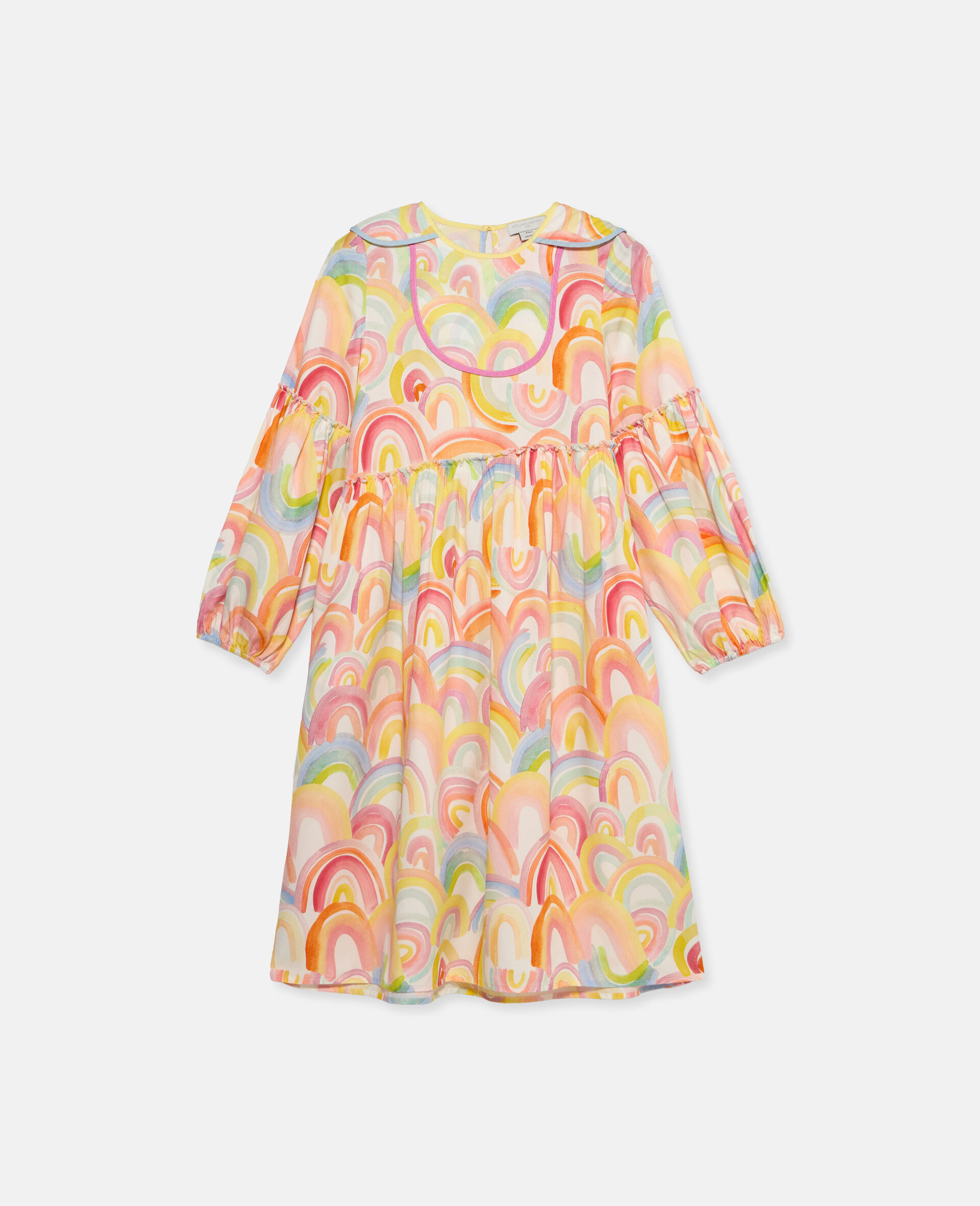 Watercolour Rainbow Print Skater Dress-Blue-large image number 0