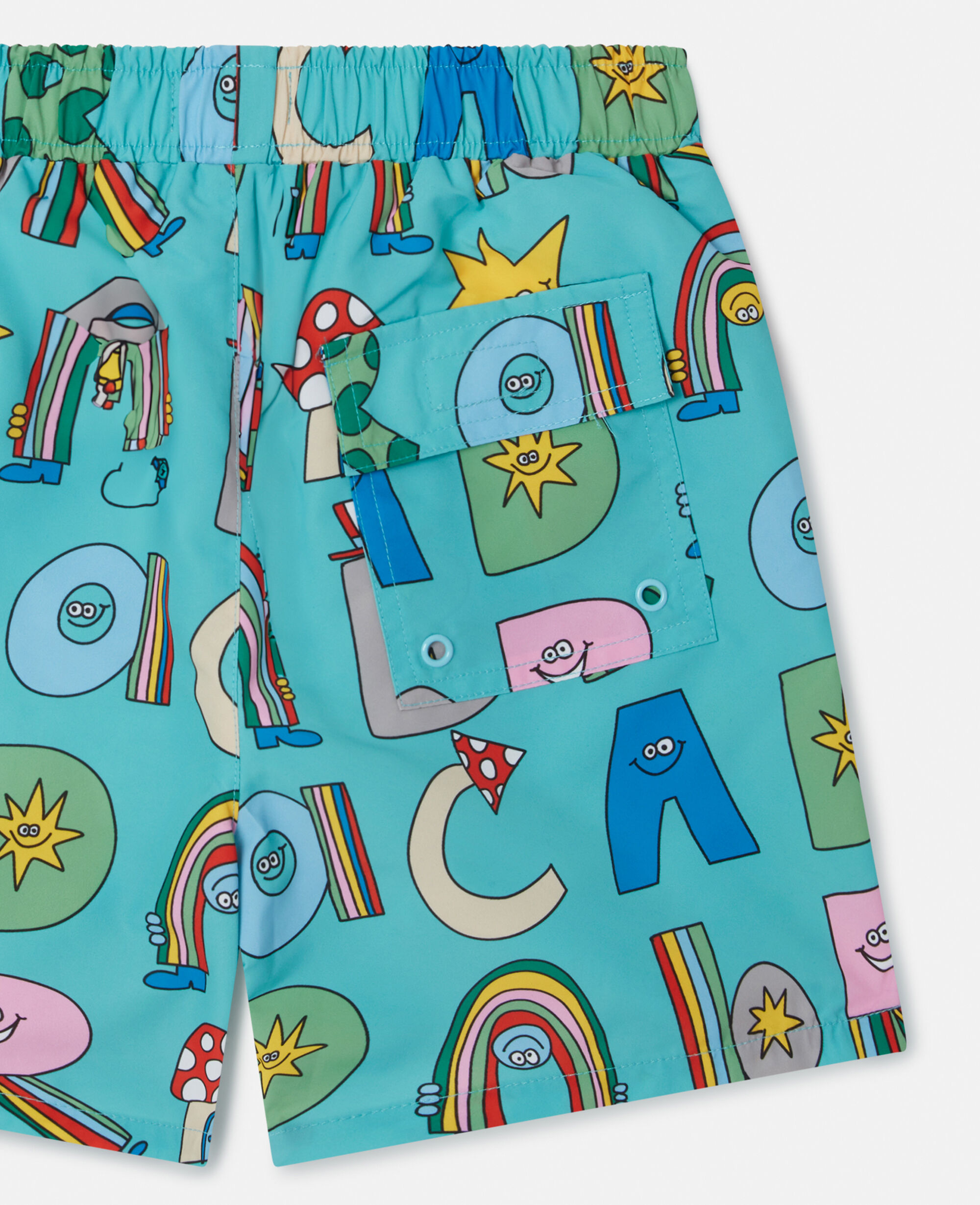 Kids Blue Stella Woodland Lettering Swim Shorts | Stella