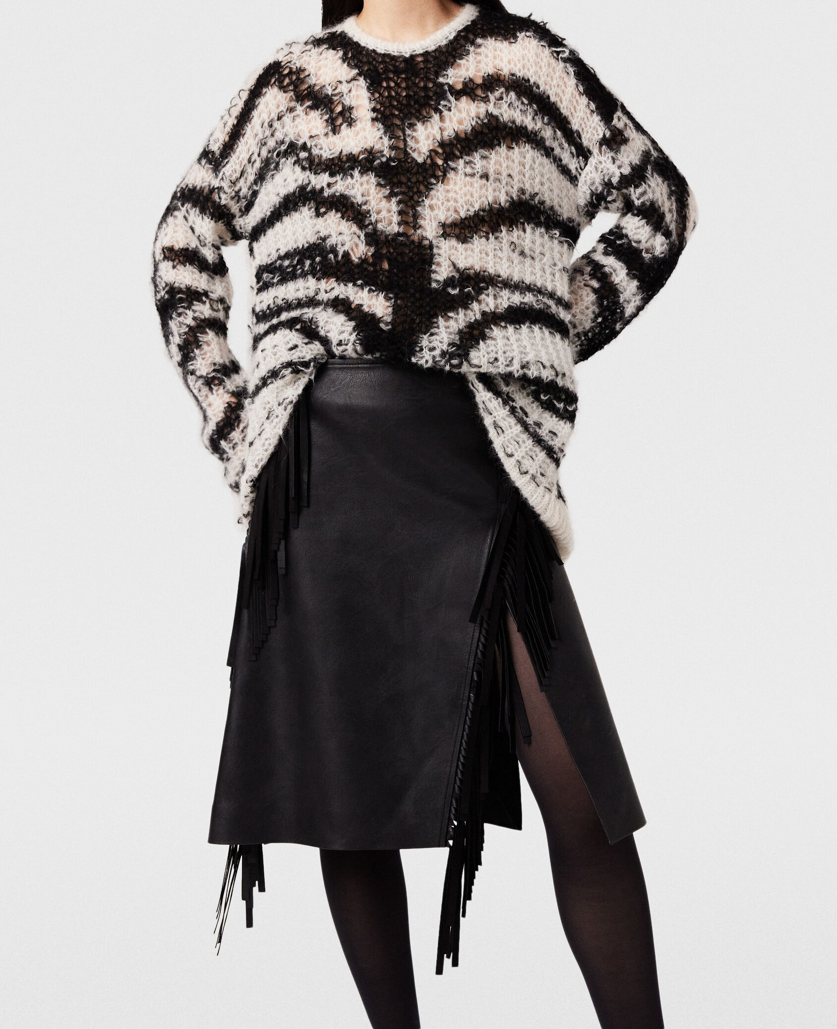 スカート Stella McCartney Fringed Alter Mat skirt Stella Mccartney Fringed Alter Mat Skirt In Black | ModeSens