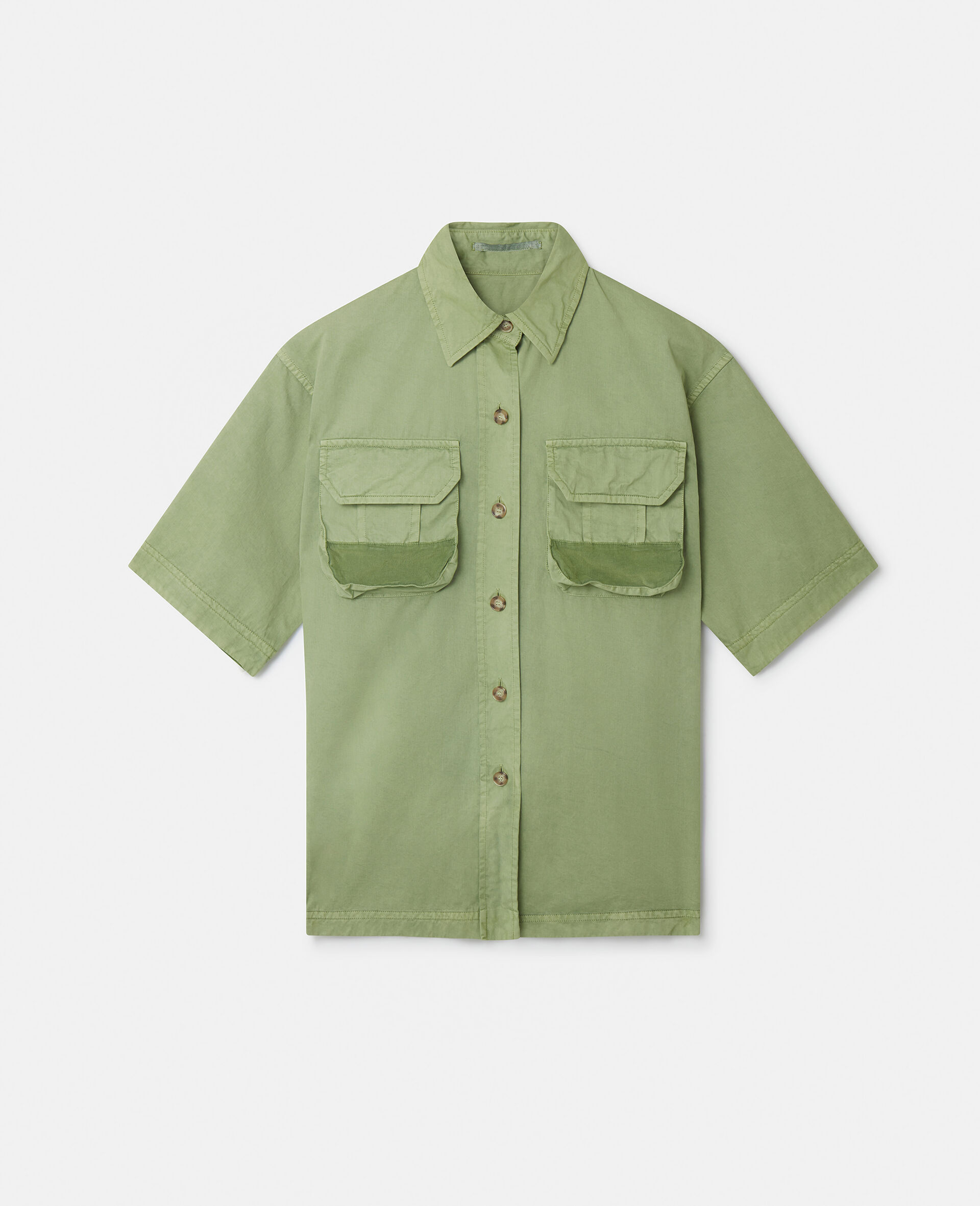 有机棉实用风格衬衫-绿色-medium