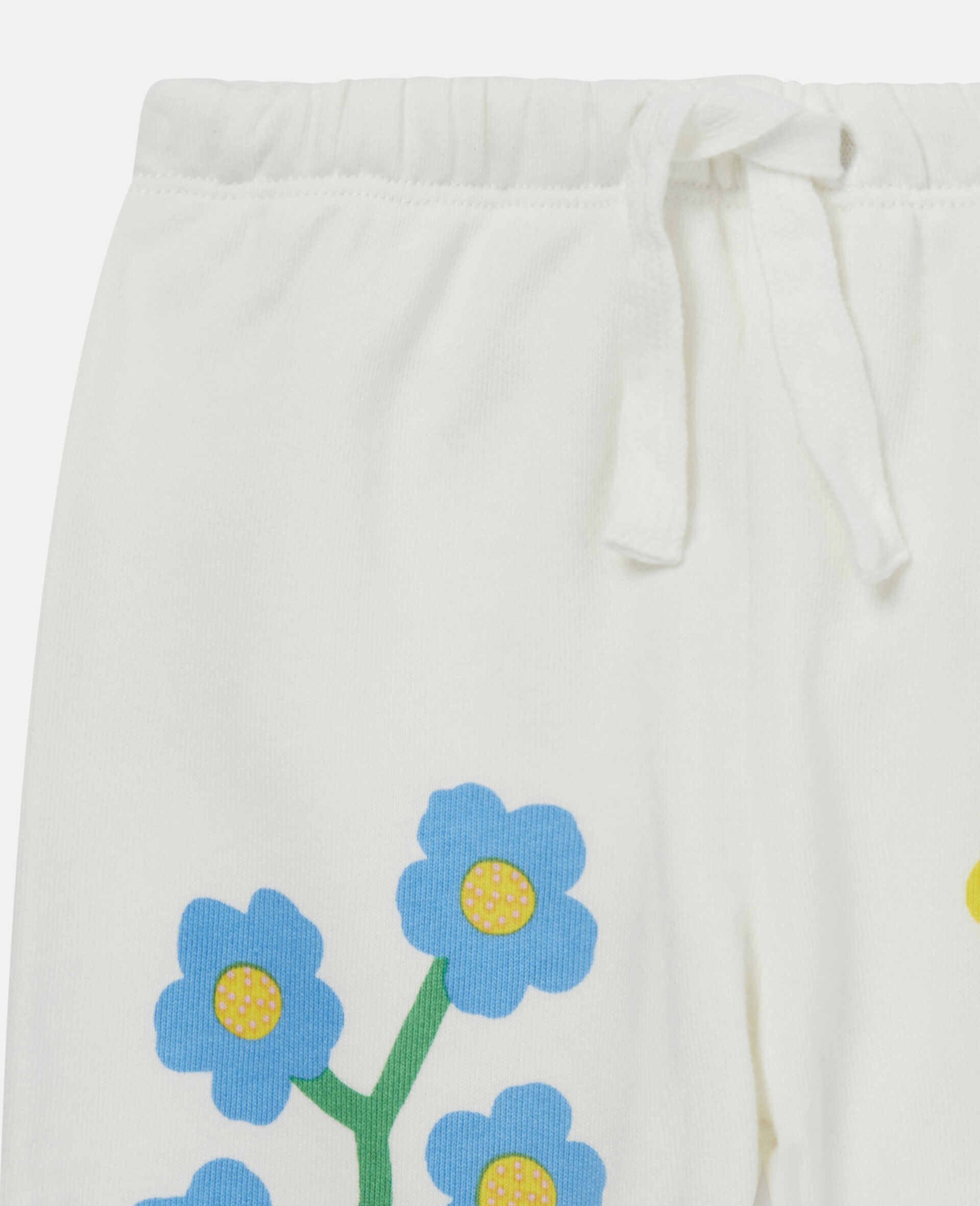 Flower Print Cotton Fleece Joggers-White-large image number 1