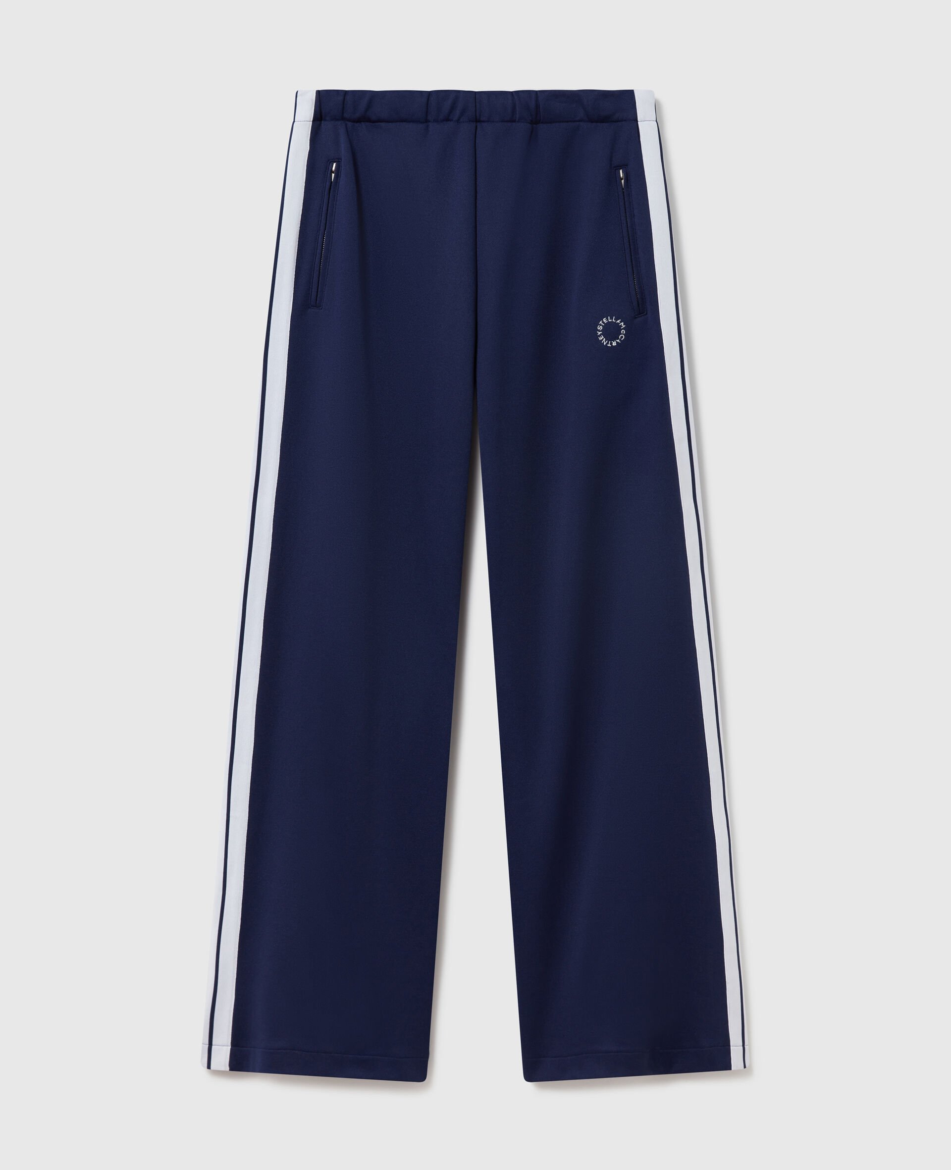 Pantalon de jogging a double rayure avec taille elastique-Bleu-medium