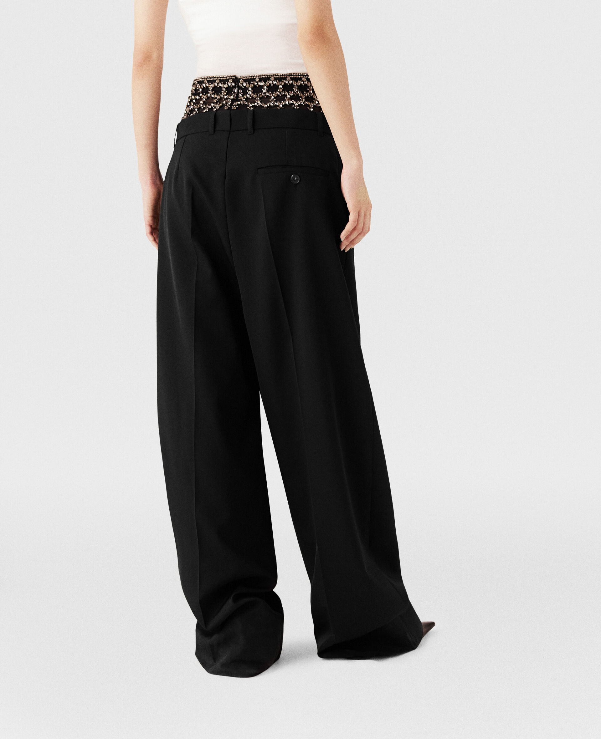 Crystal Cage Low-Rise Trousers-Black-large image number 3