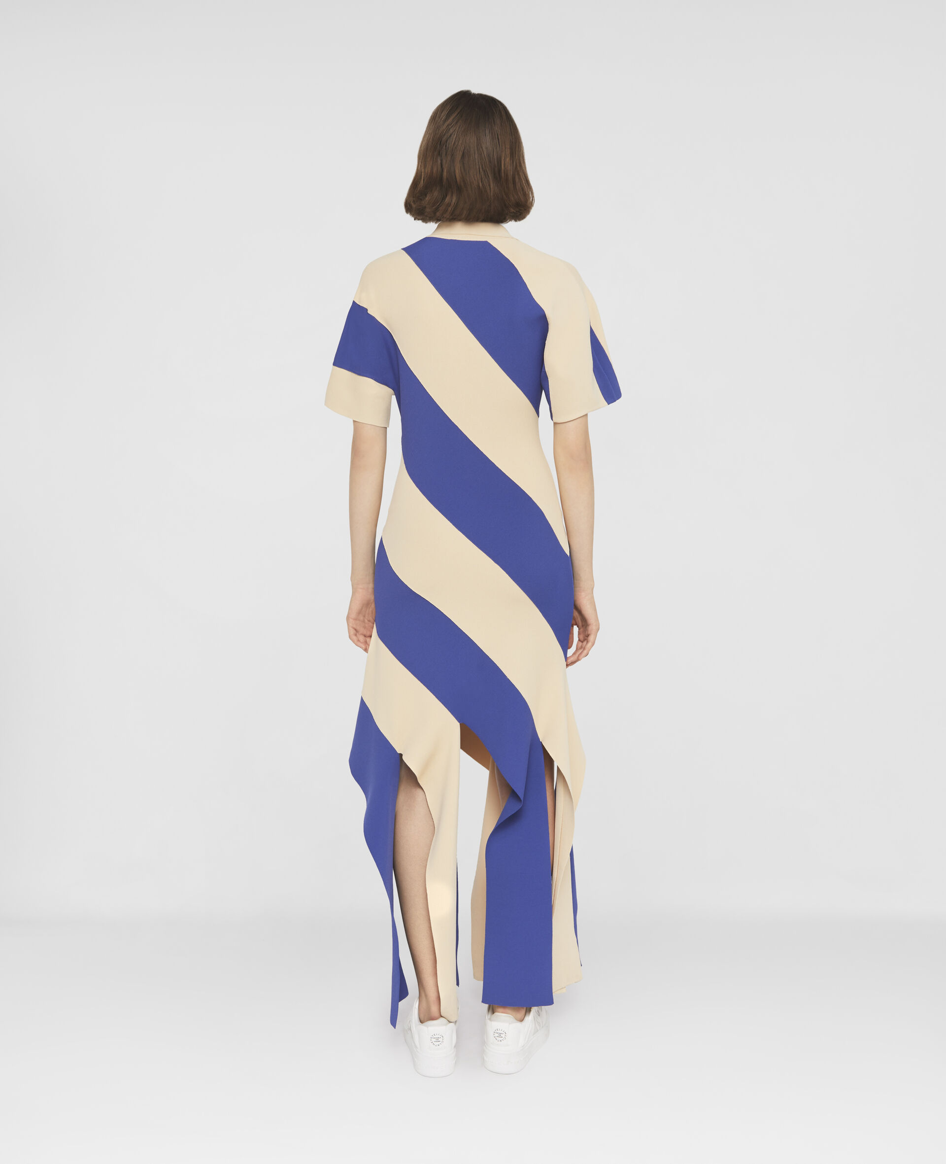 Striped Compact Knit Polo Dress-Multicolour-large image number 2