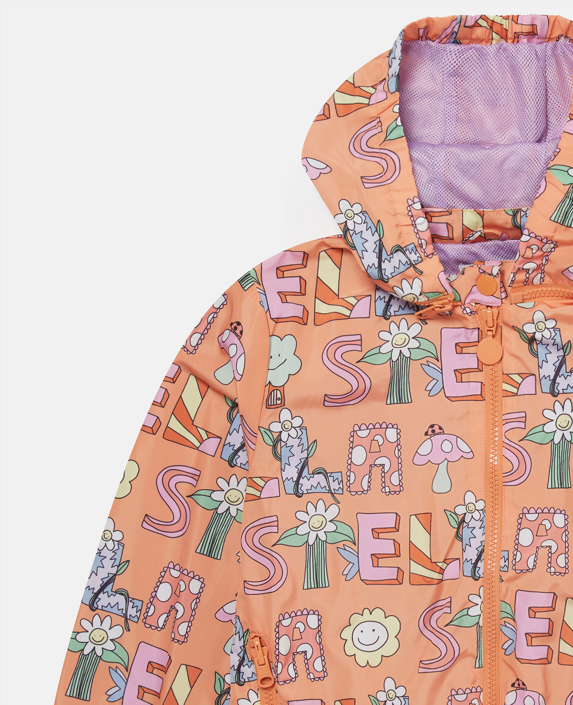 Stella Woodland Lettering Hooded Raincoat-Orange-large image number 1