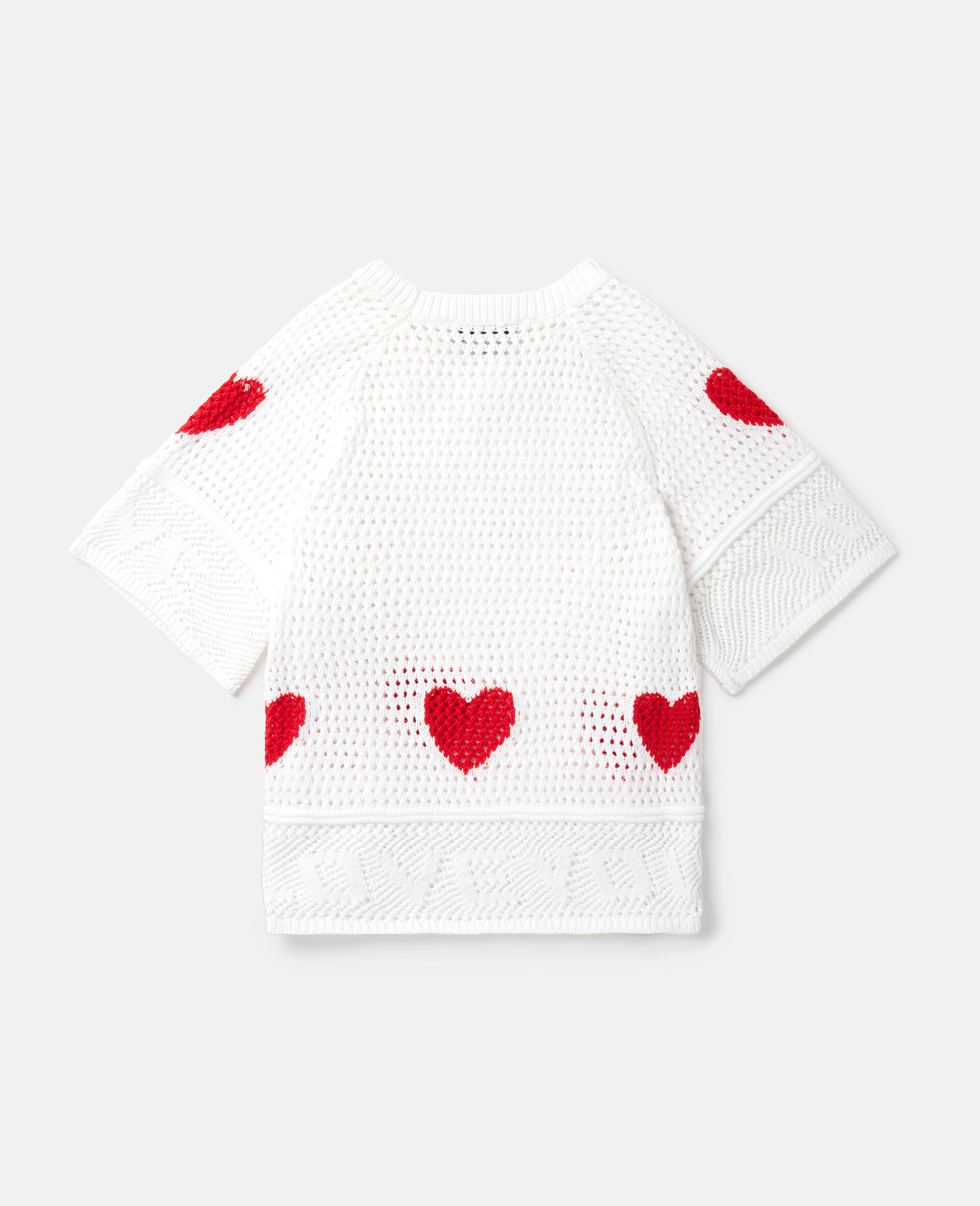 Heart Crocheted Short-Sleeve Top-White-large image number 2