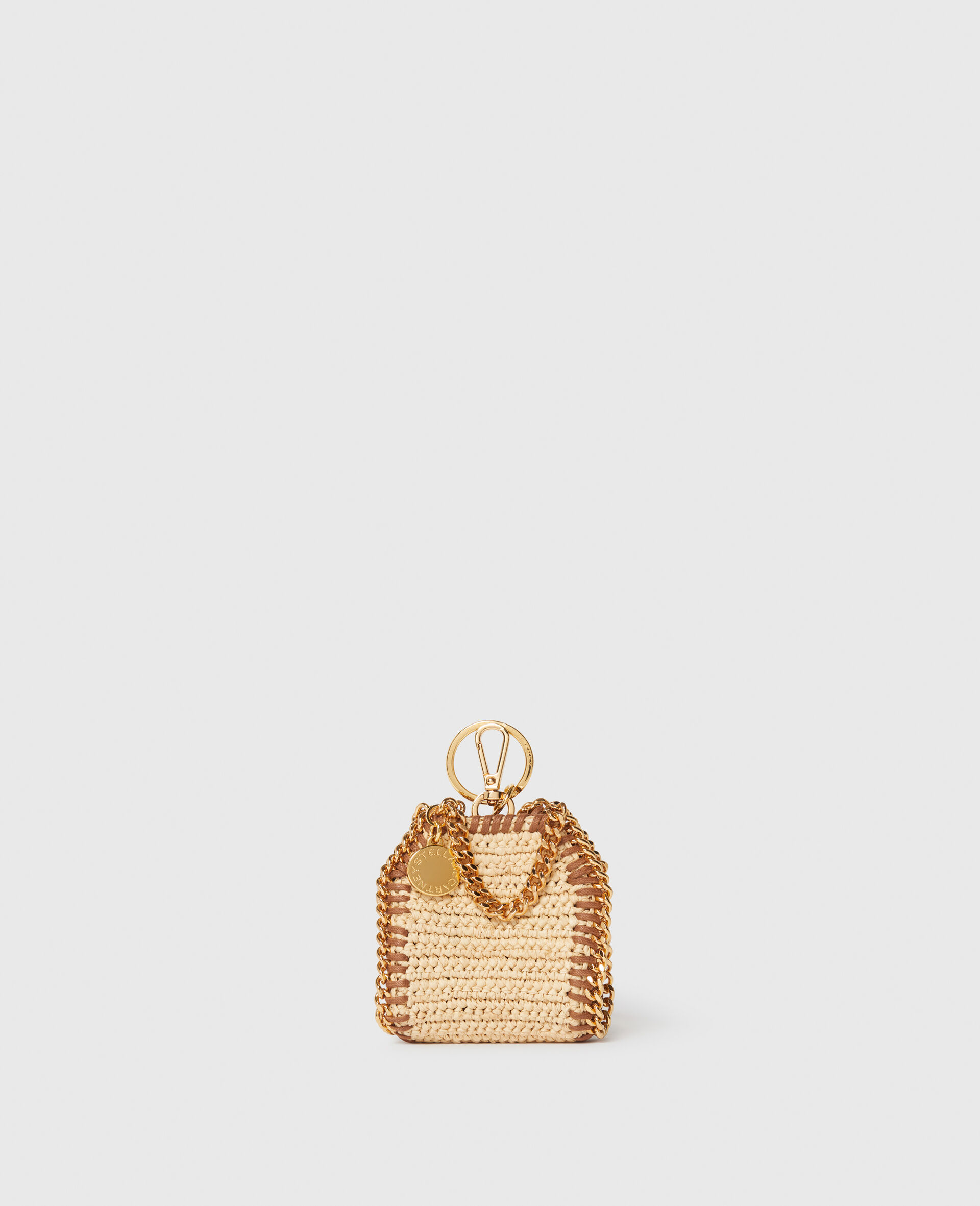 Falabella Raffia AirPods Case Keyring-Beige-medium
