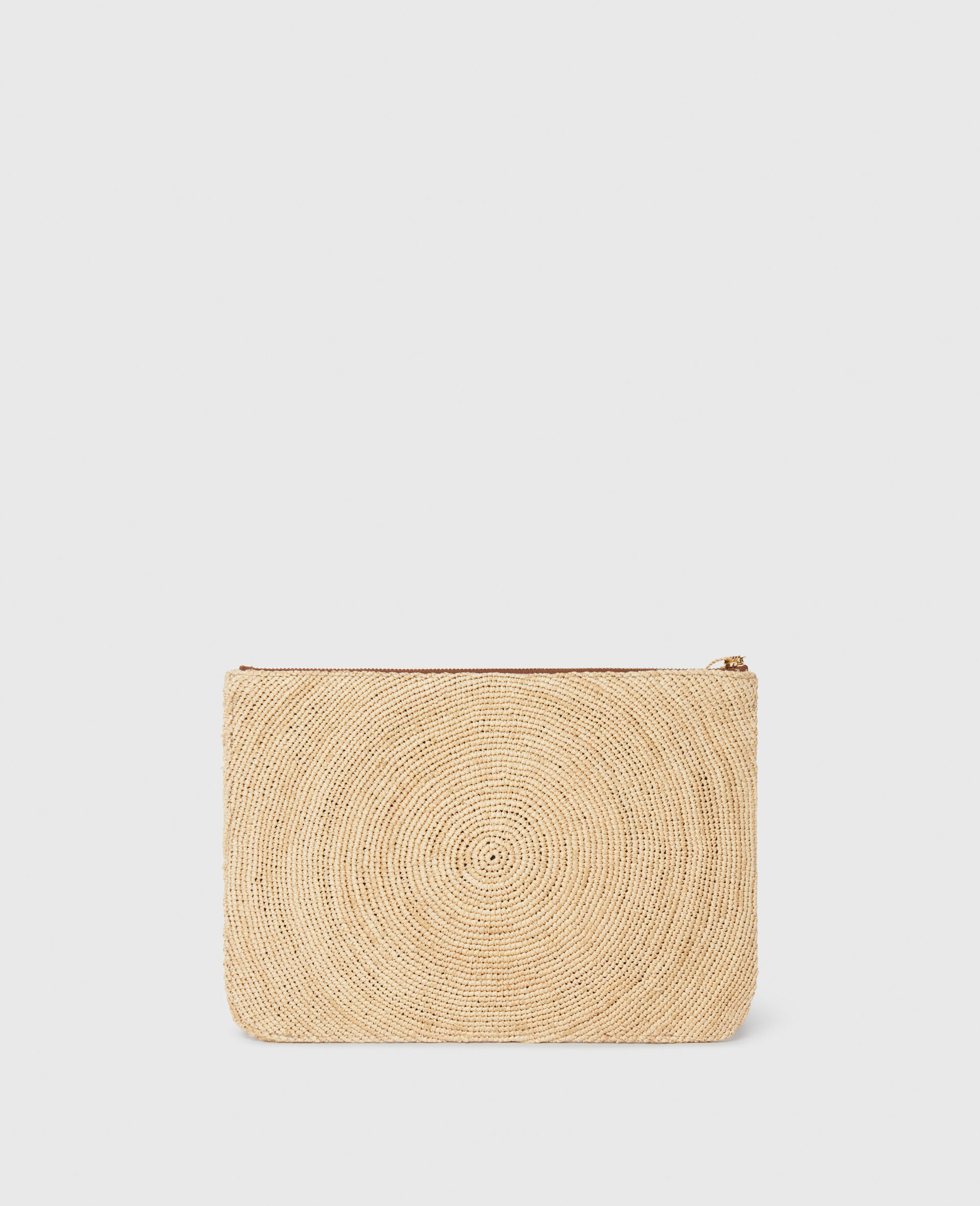 Logo Raffia Clutch Pouch-Beige-large image number 3