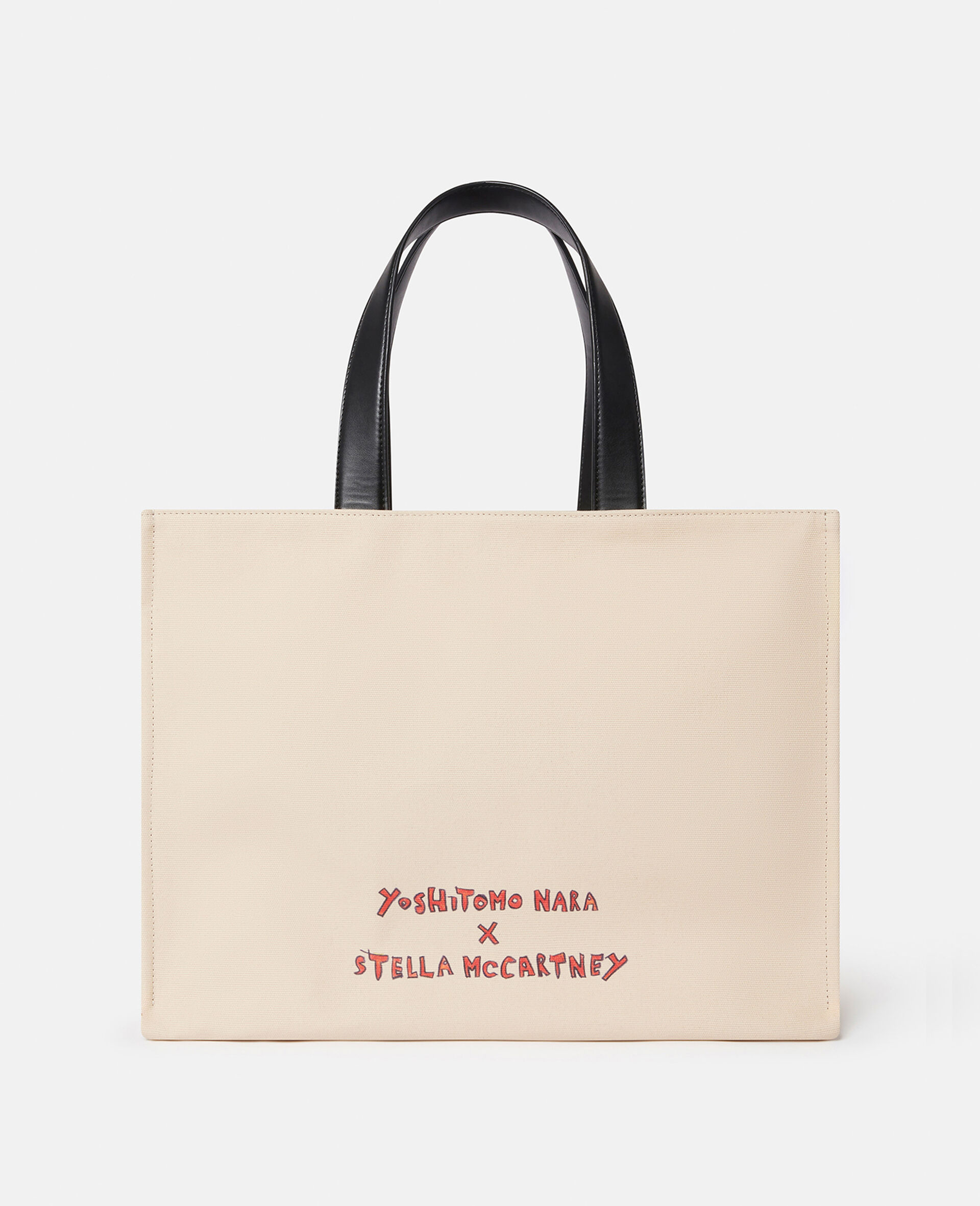 Stop the Bombs Print Cotton Canvas Tote Bag-Beige-large image number 3