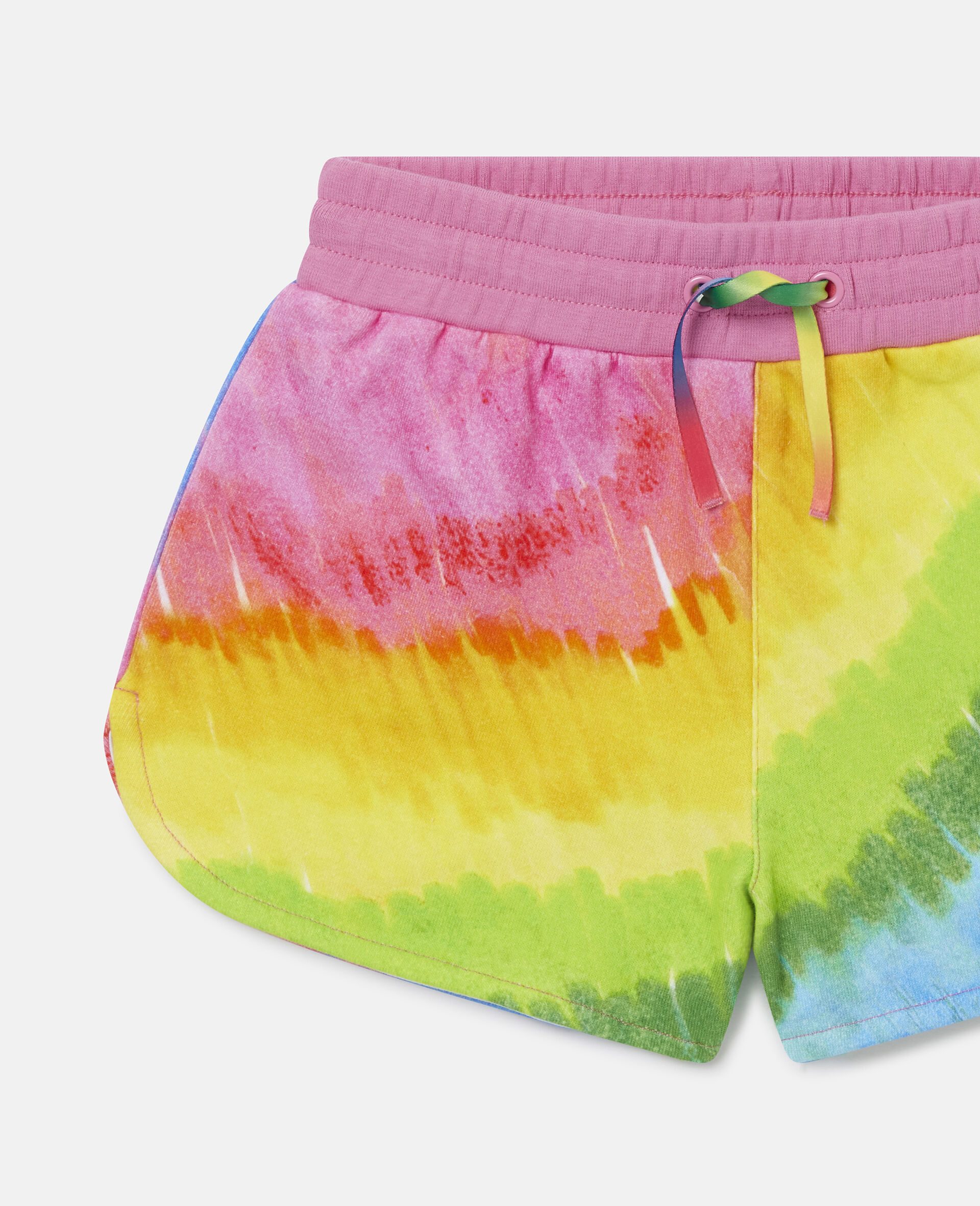 Rainbow Print Cotton Fleece Shorts-Pink-large image number 1
