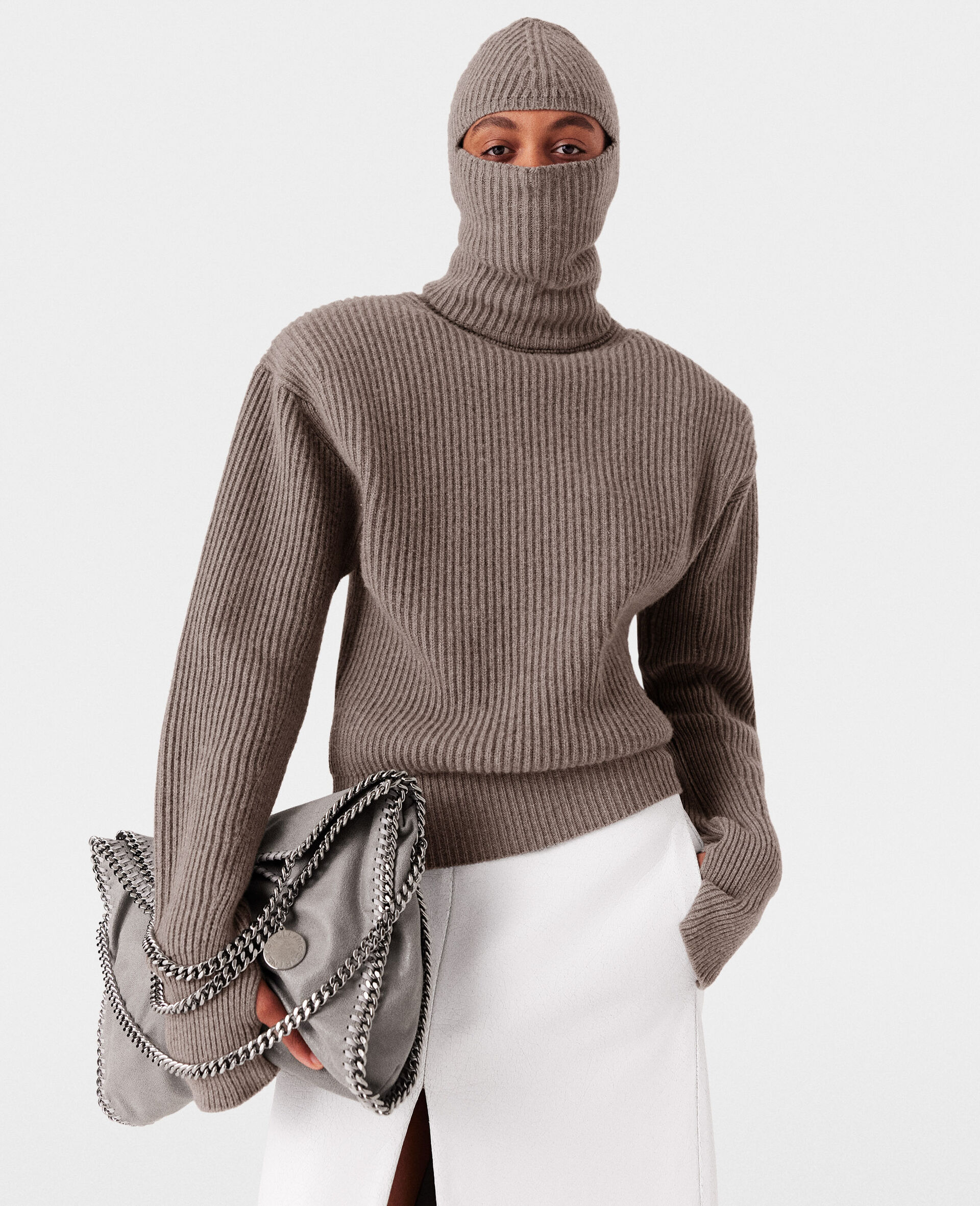 Ribbed Balaclava -Brown-large image number 4