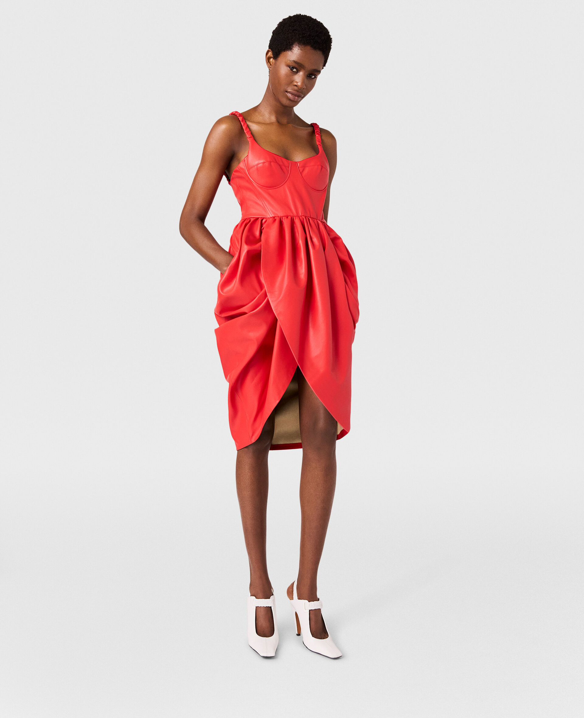 Gerafftes gewickeltes Minikleid mit Bustier Top-Rot-large image number 0