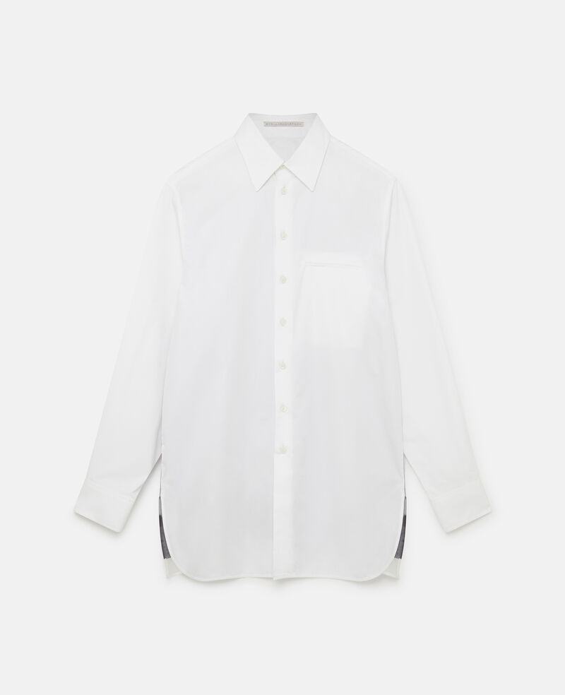 Camicia con inserto stampato in seta-Bianco-large image number 0