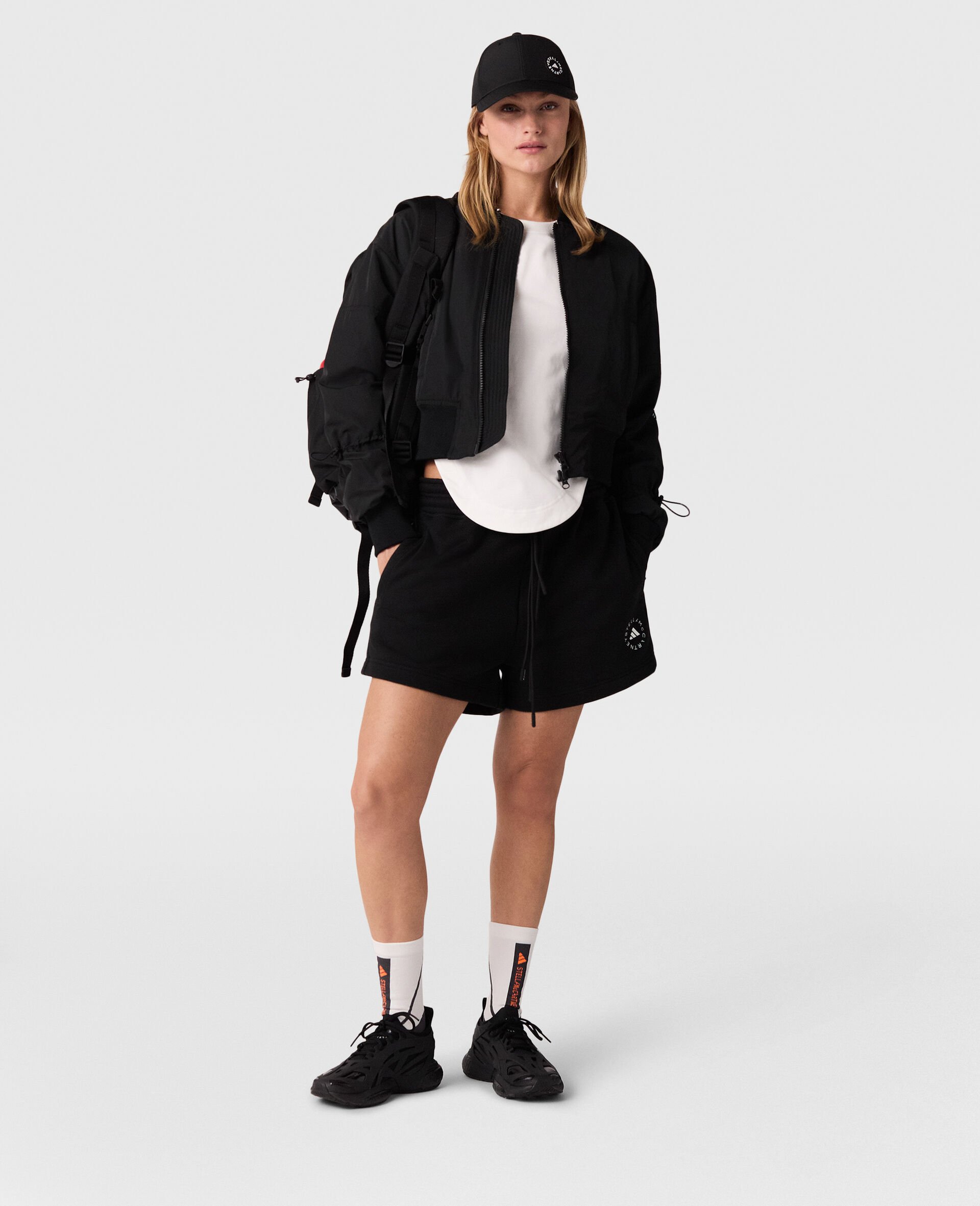 Sportswear Woven Cropped Bomber Jacket-Black-large Sportswear Woven Cropped Bomber Jacket-Black-large image number 5