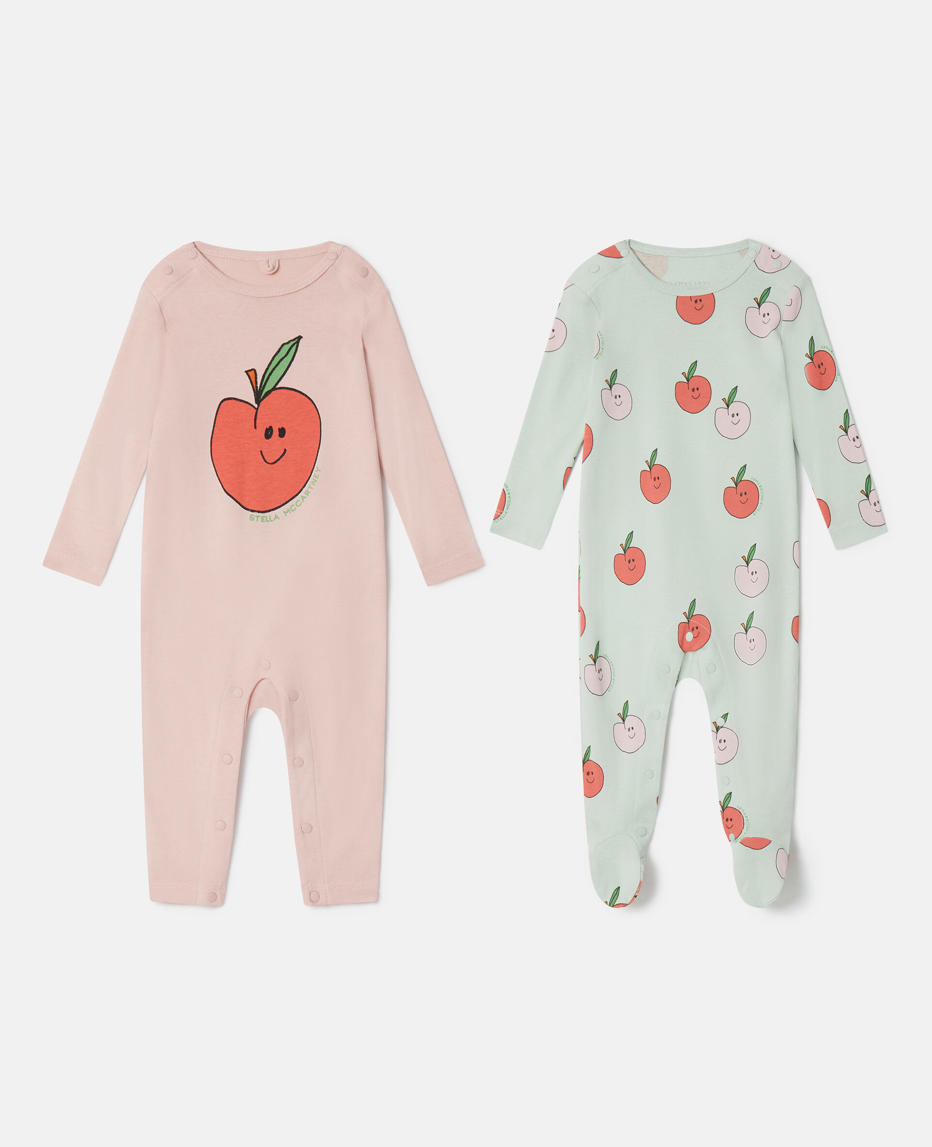 Apple Print Sleepsuit Set-Multicolored-medium
