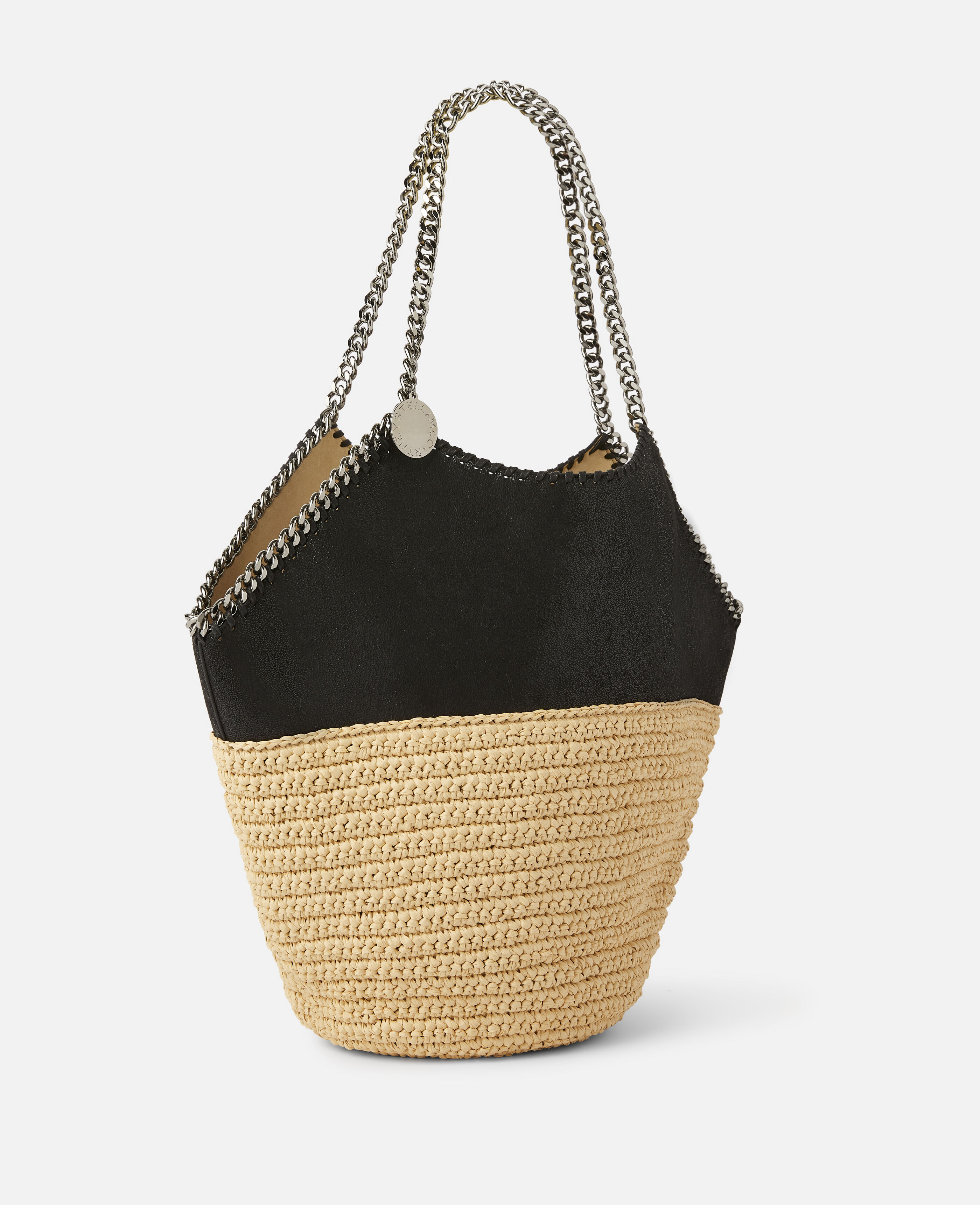 Women Black Falabella Raffia Large Tote Stella McCartney US
