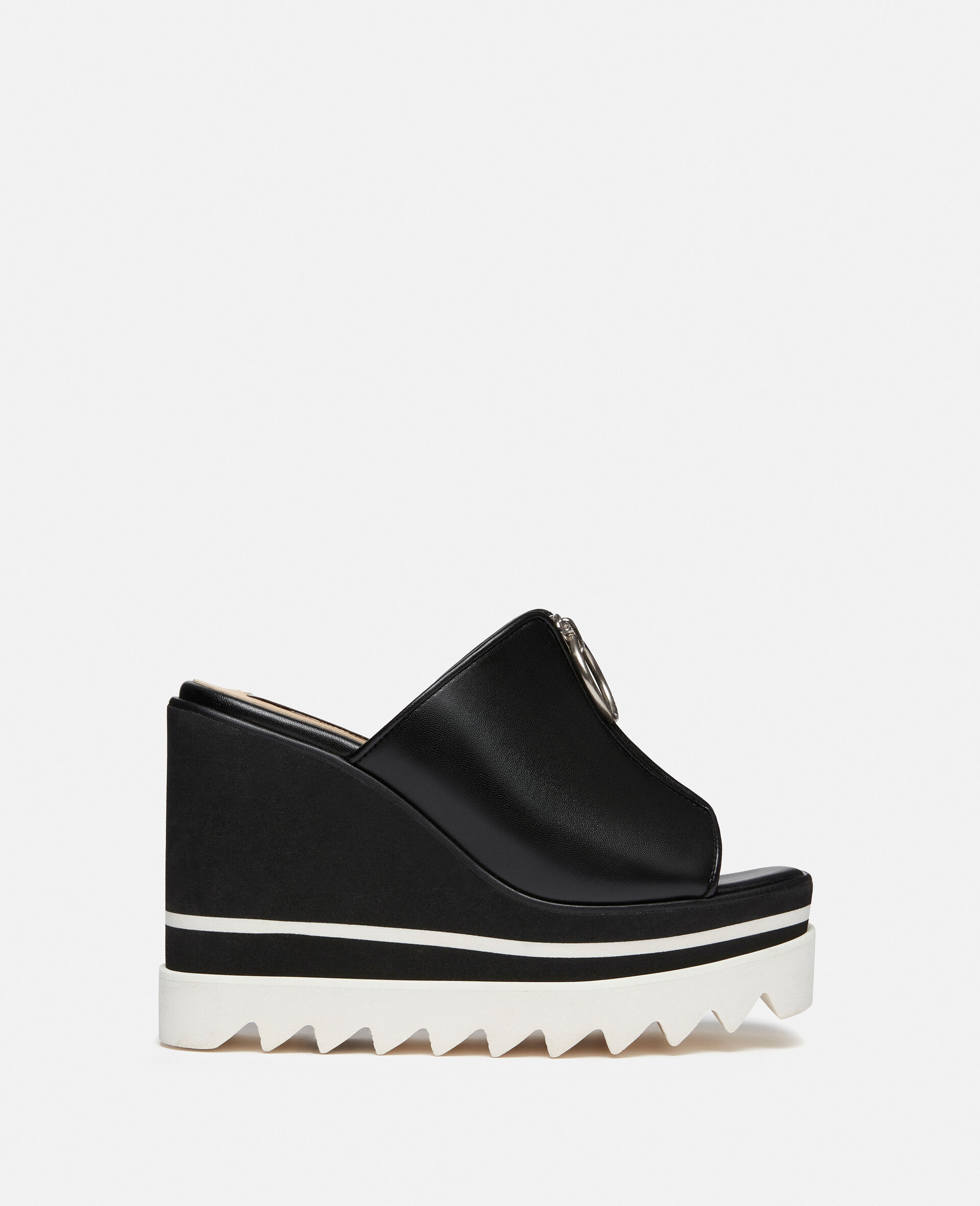 Sneak-Elyse Zip Slide Wedge Sandals-Black-medium