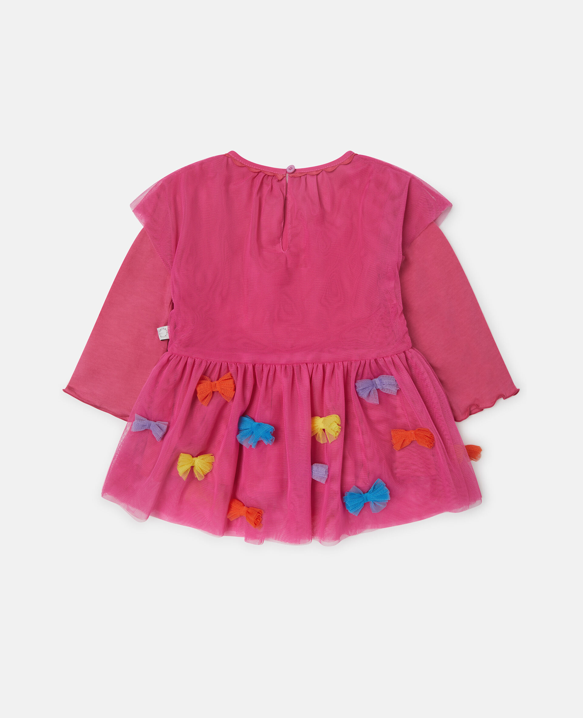 Bow Embroidered Long-Sleeve Dress-Pink-large image number 2