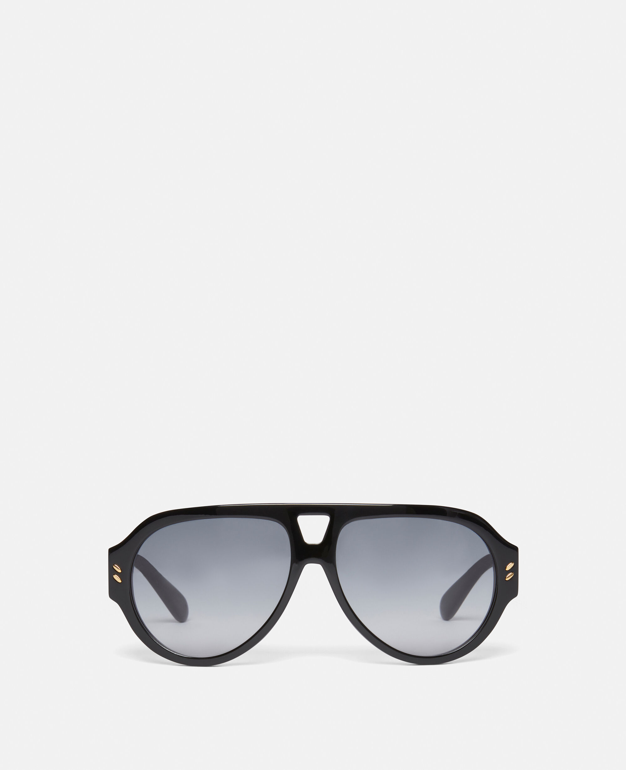 Women Shiny Black Dotted Logo Aviator Sunglasses Stella McCartney GB