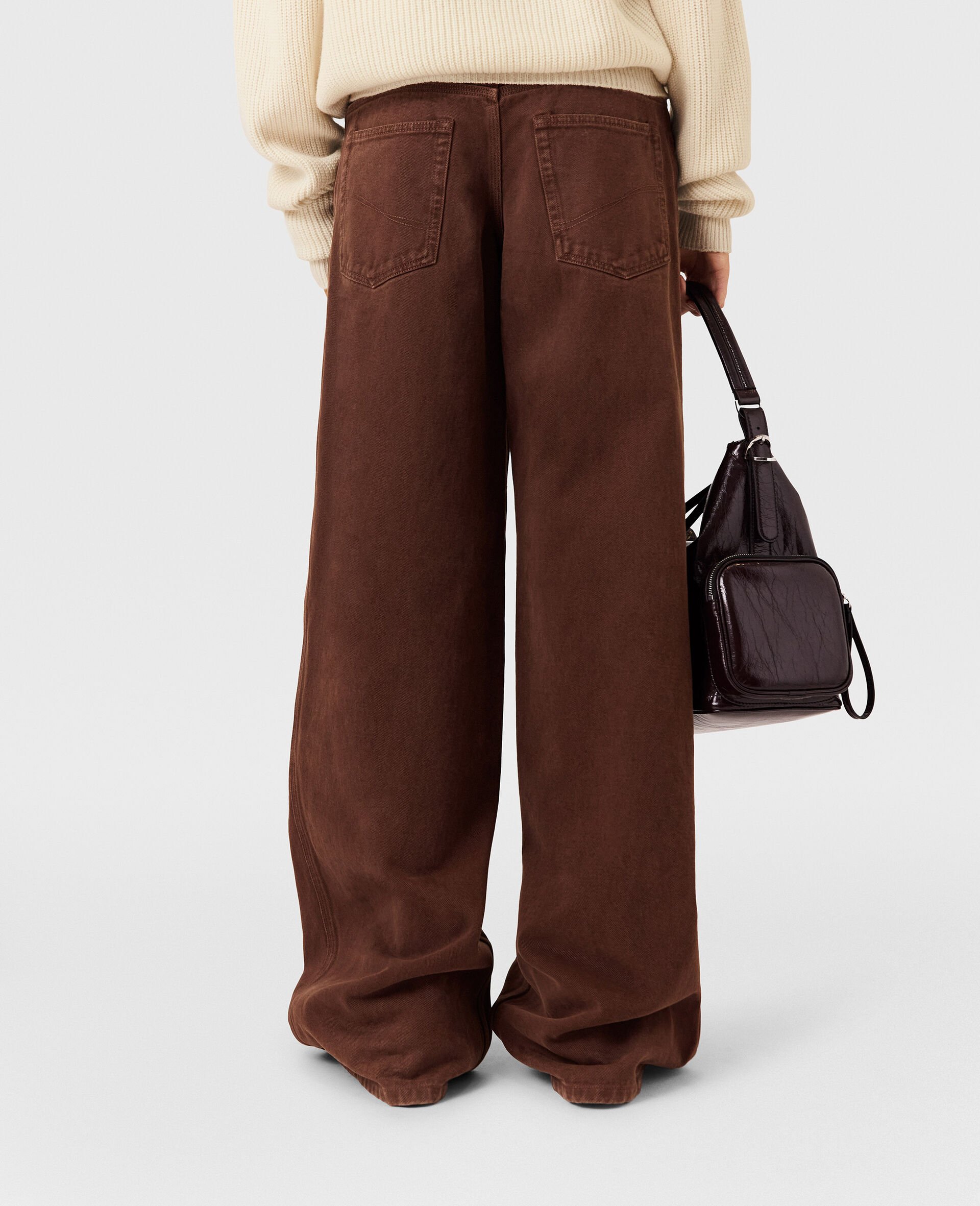 Mid-Rise Wide-Leg Denim Jeans-Brown-large image number 4