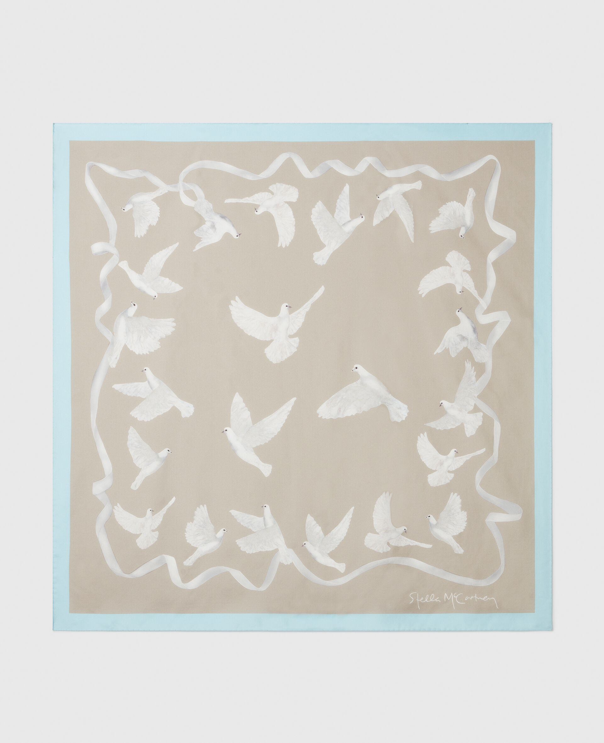 Quadratischer Schal mit Tauben-Print-Beige-large image number 0
