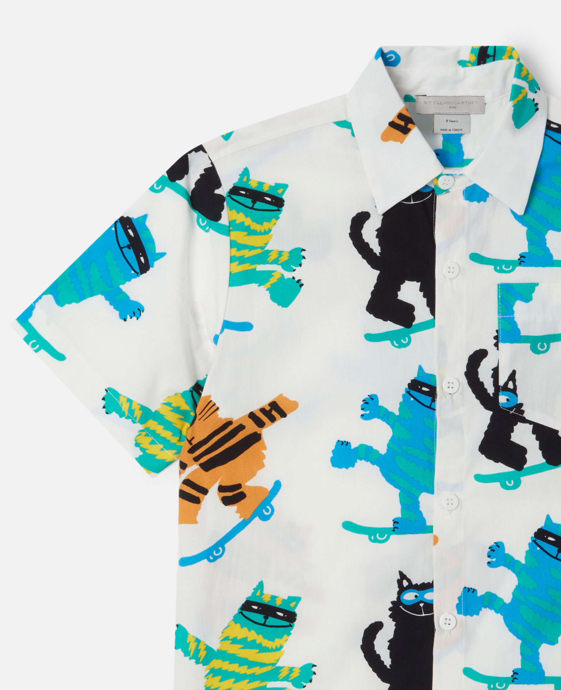 猫咪印花短袖衬衫-Cream-large image number 1