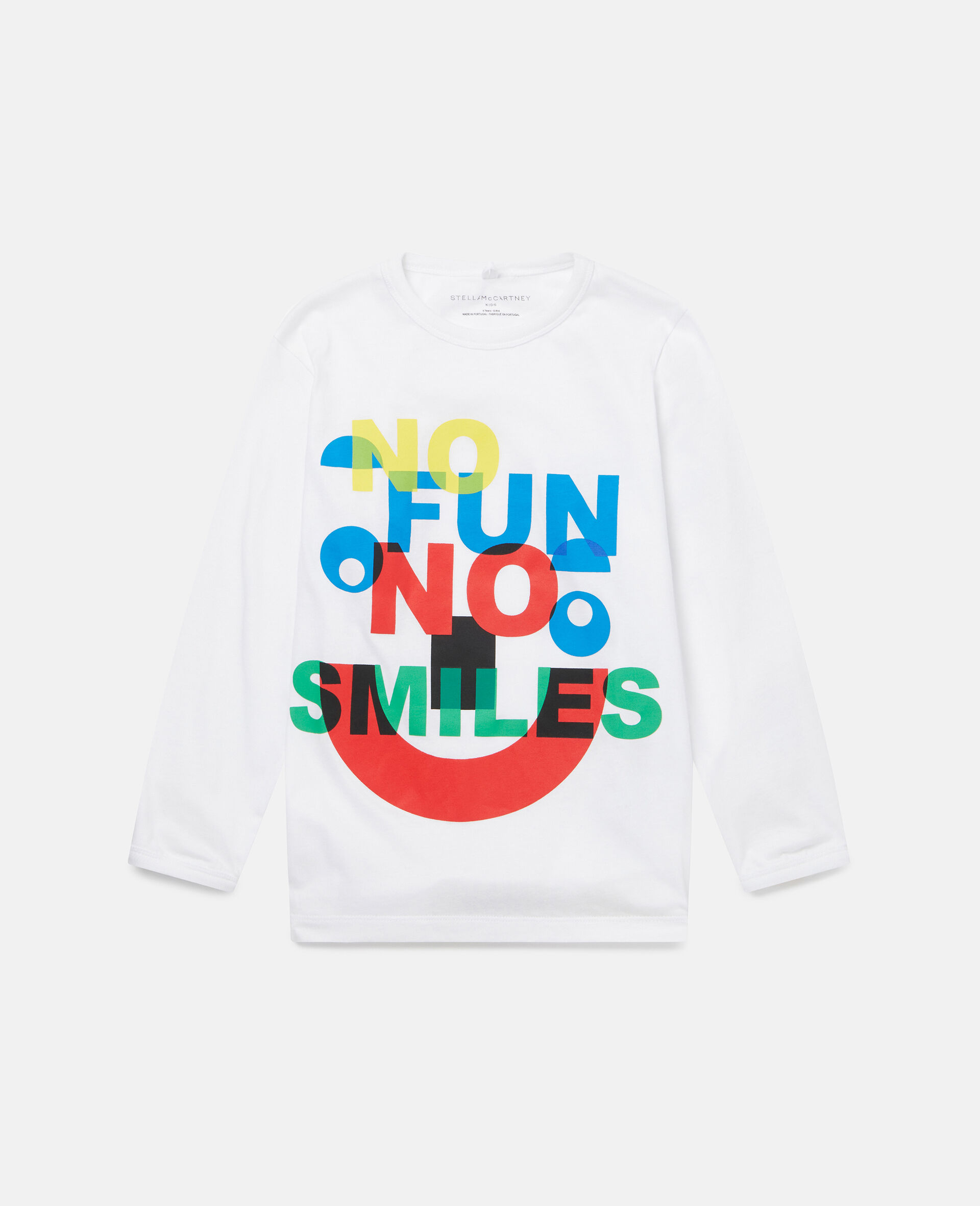 No Fun No Smiles Print T‐Shirt-White-large image number 0