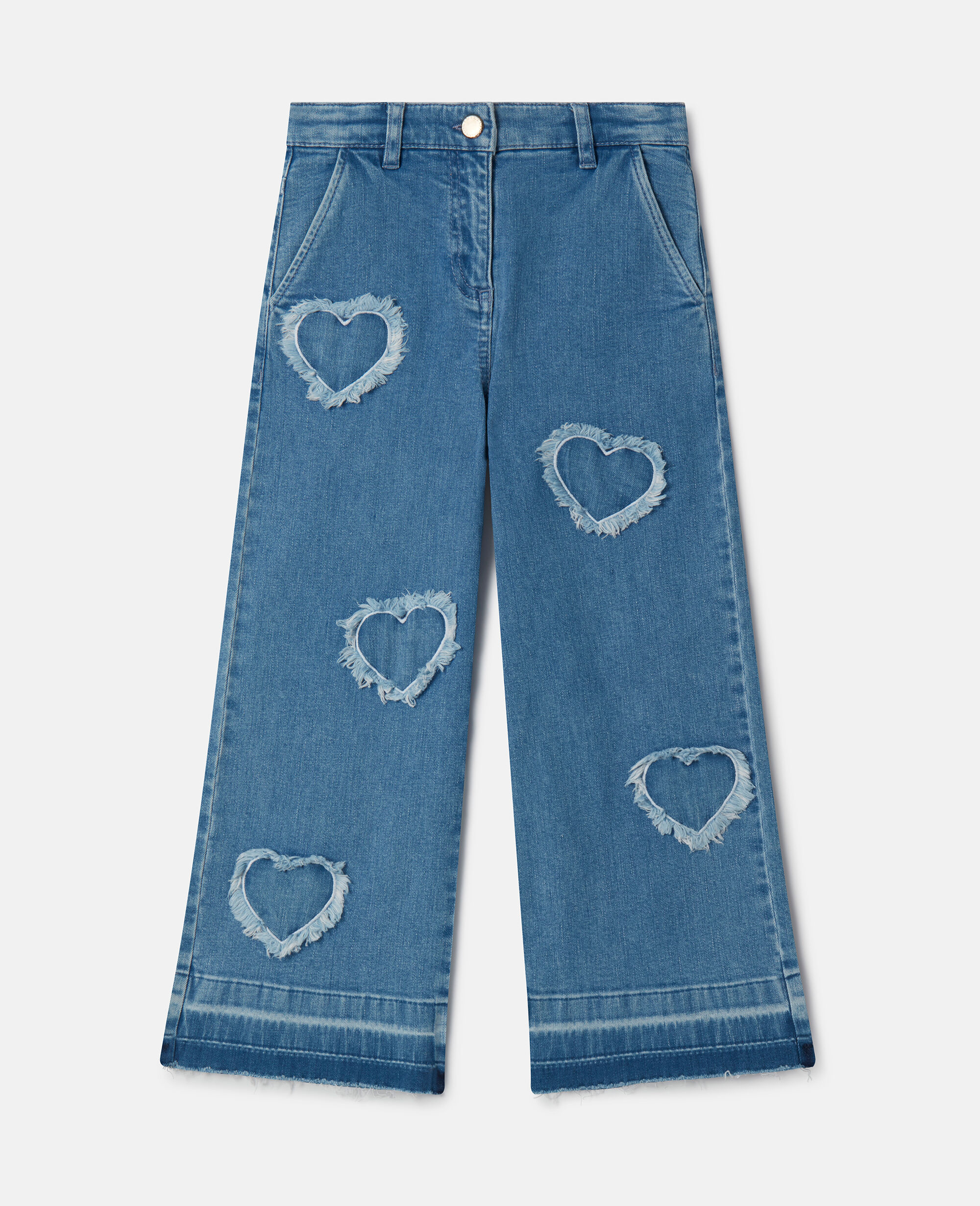 Kids ブルー フリンジハートパッチ ストレッチデニムジーンズ | Stella McCartney JP