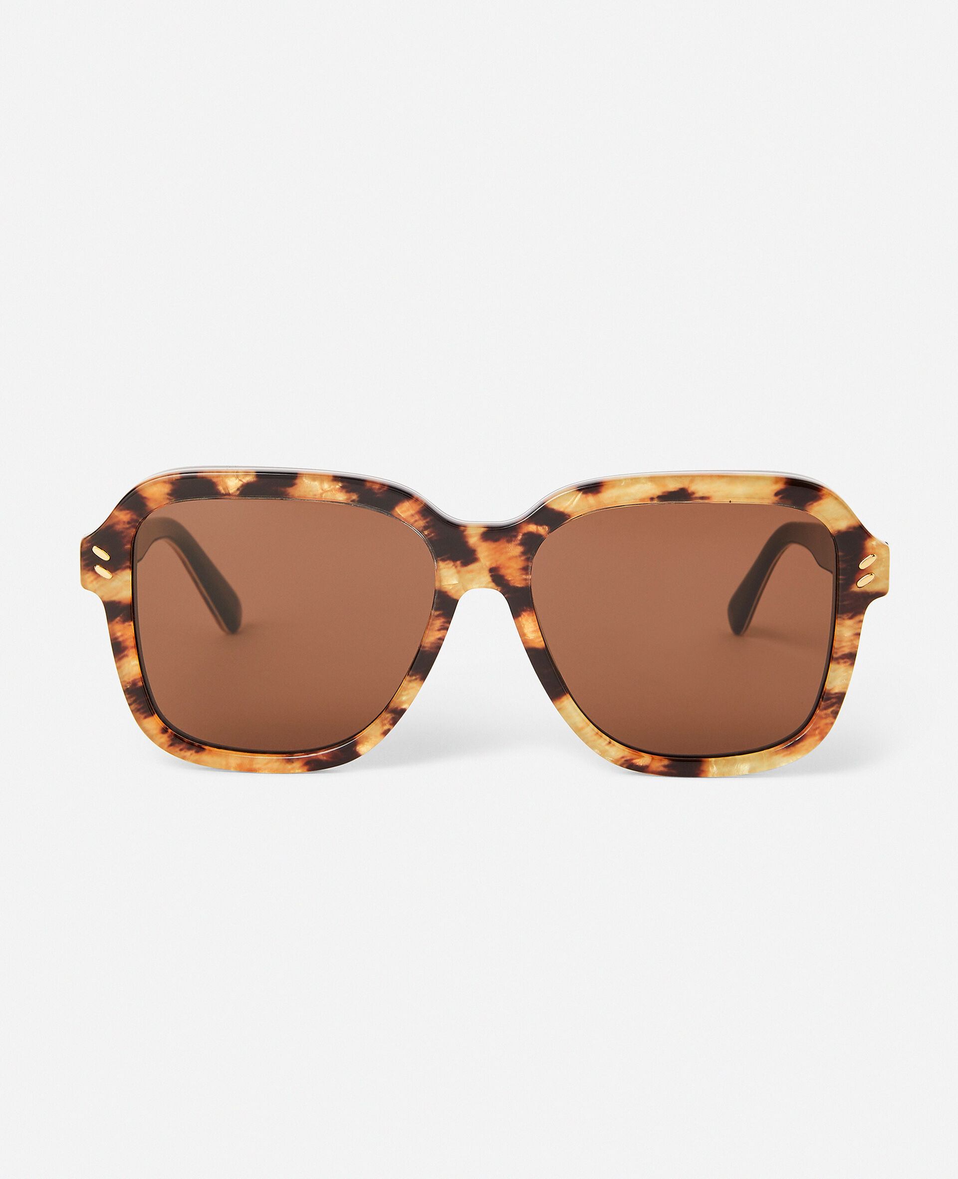 Sonnenbrille mit Leopard-Muster und eckiger Fassung-Schwarz-large image number 0