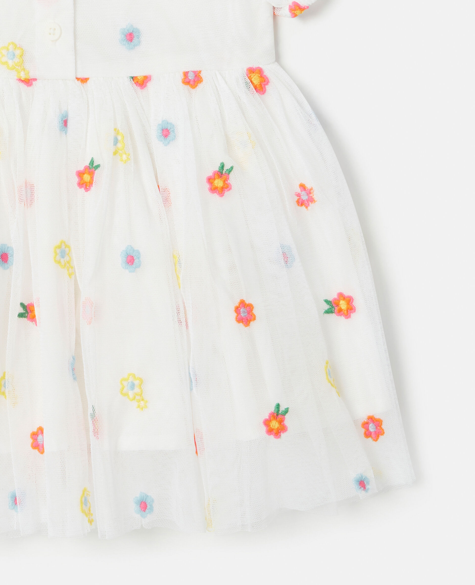 Flower Embroidery Tulle Dress-Pink-large image number 3