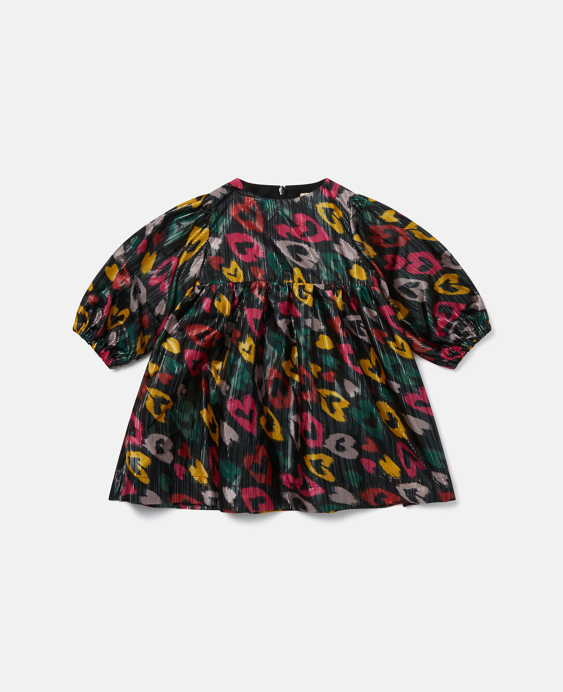 Smudged Heart Print Dress-Multicolour-large image number 0