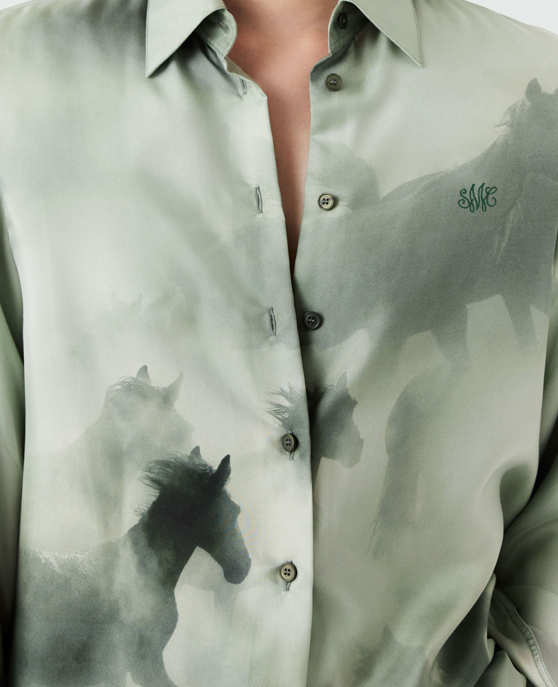 Chemise oversize avec imprime chevaux-Vert-large image number 3