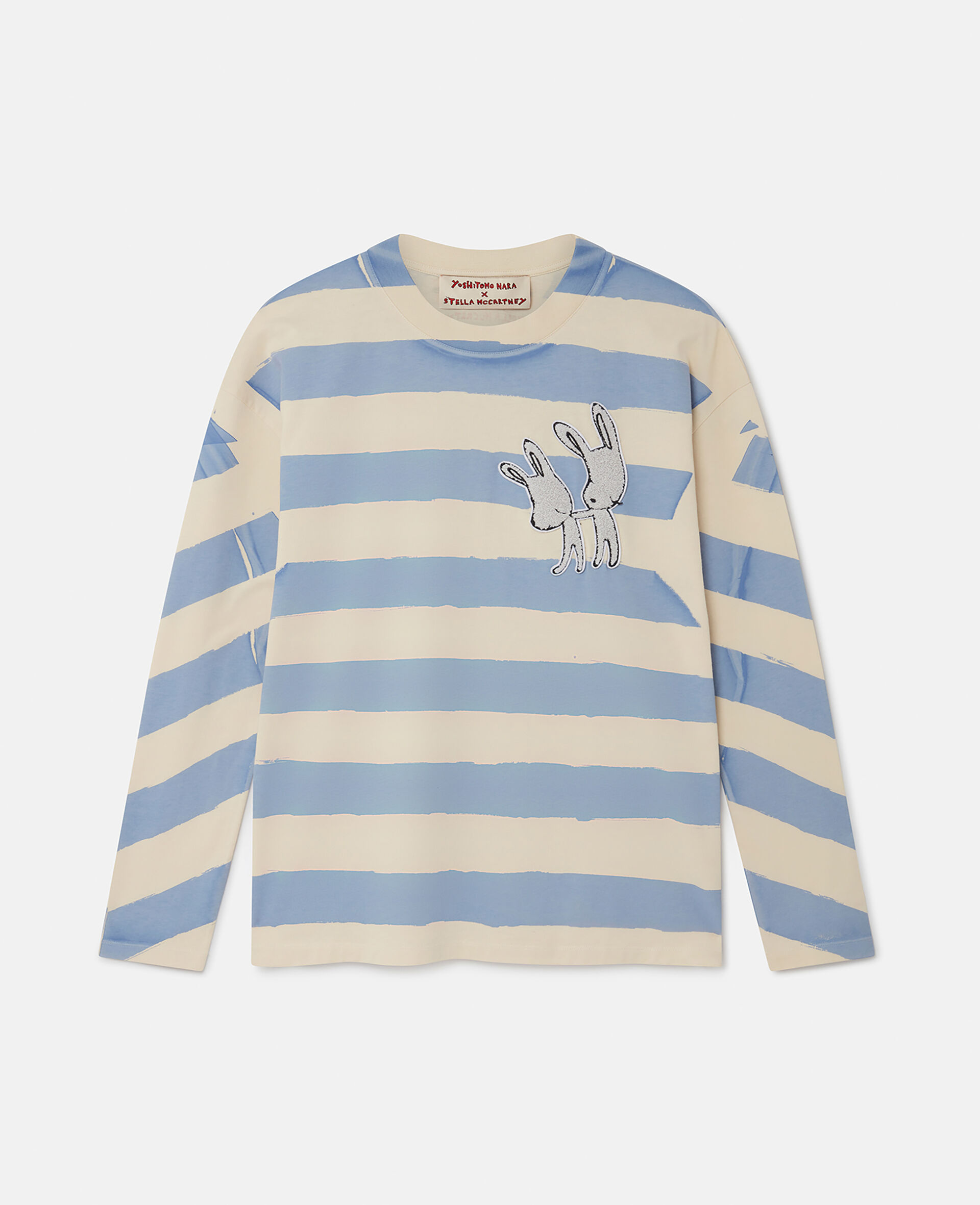 Bunny Embroidery Breton T-Shirt-White-large image number 0