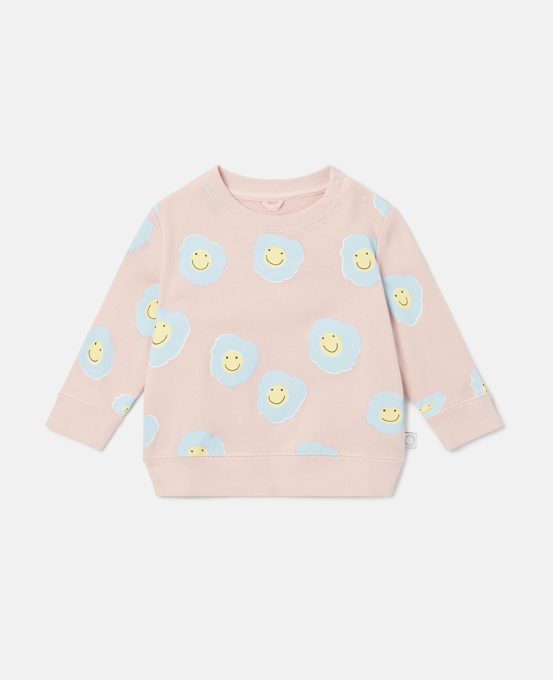 Smiley Flower Print Sweatshirt-Pink-large