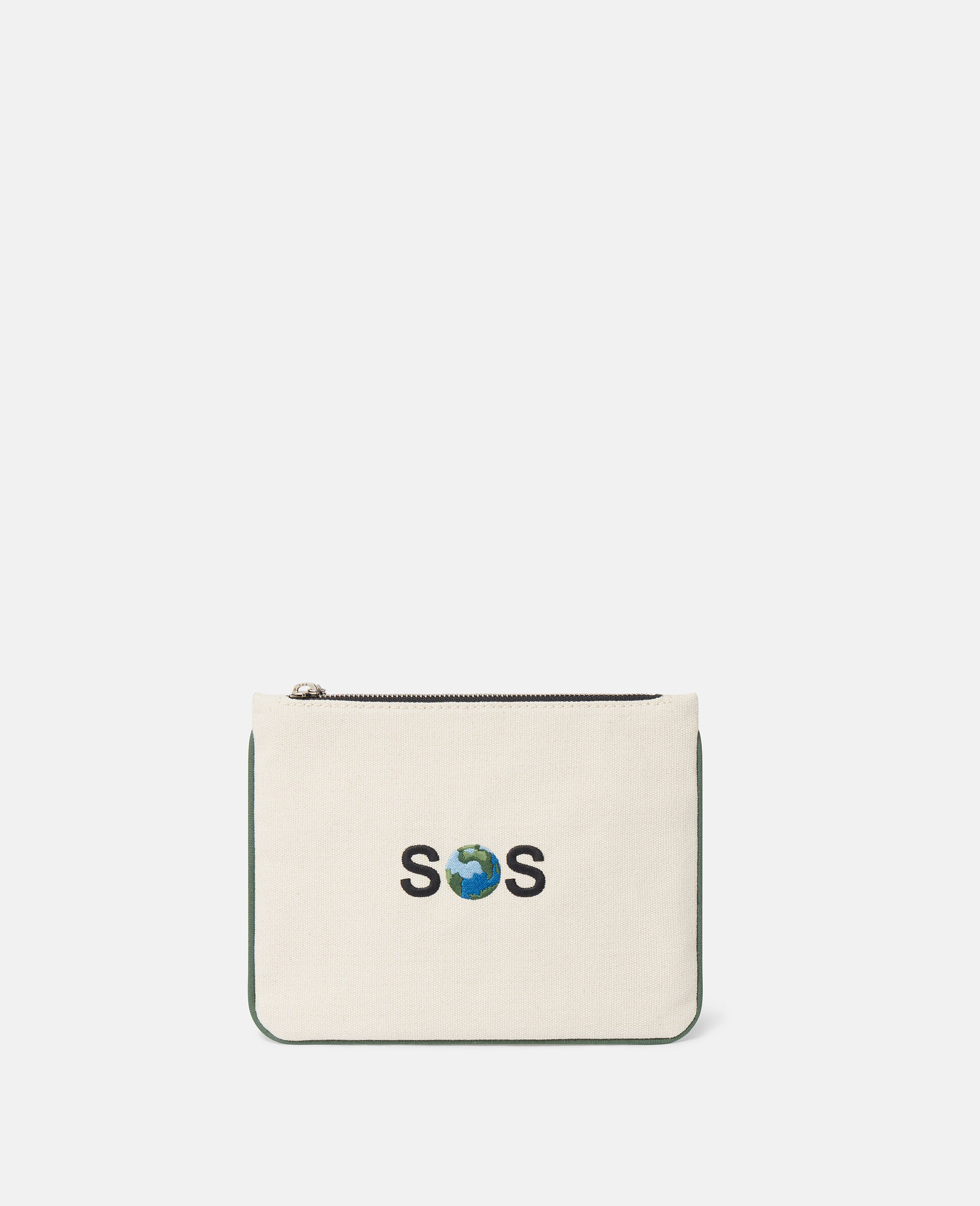SOS Embroidered Zip Cardholder-White-large image number 0
