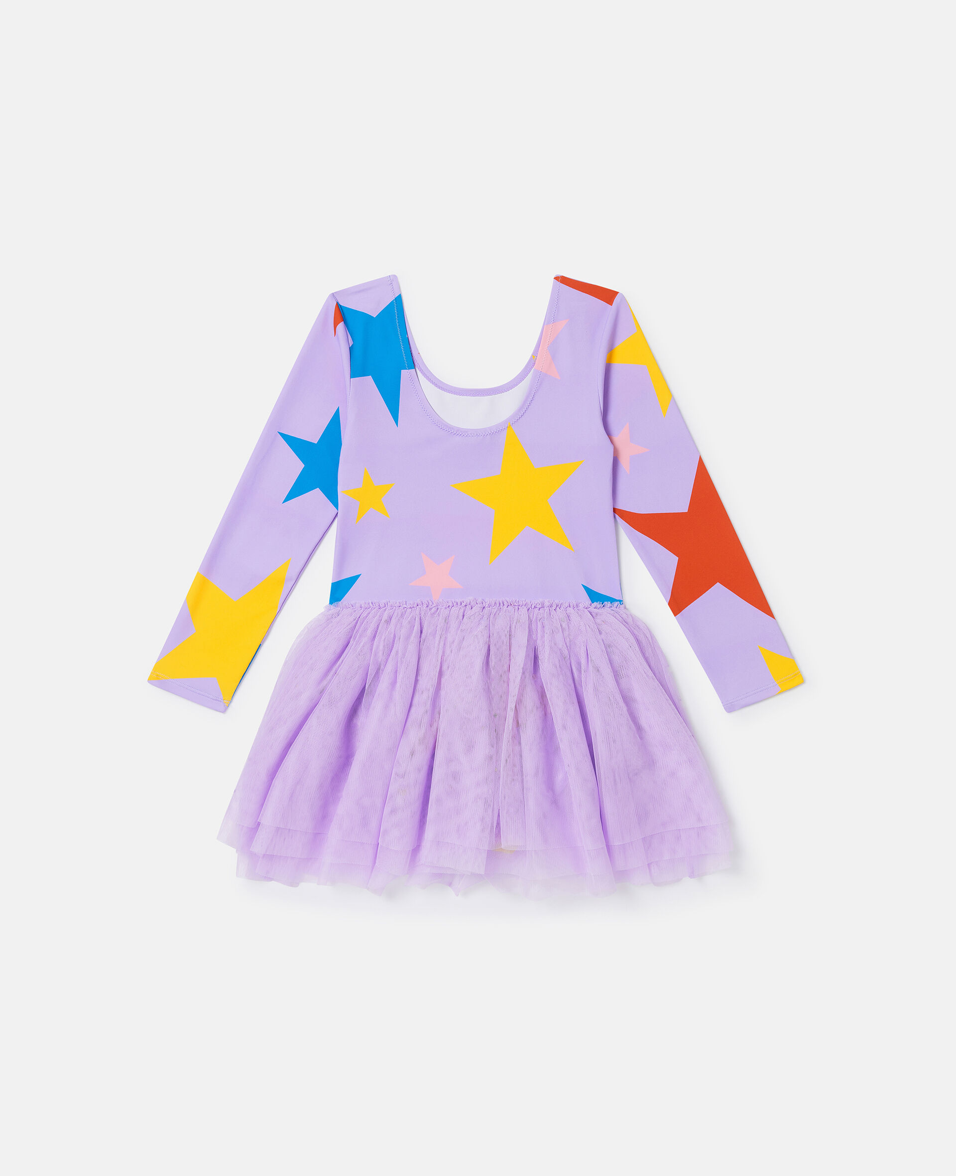 スタープリント チュール スカート ロングスリーブ ドレス-Purple-large image number 2