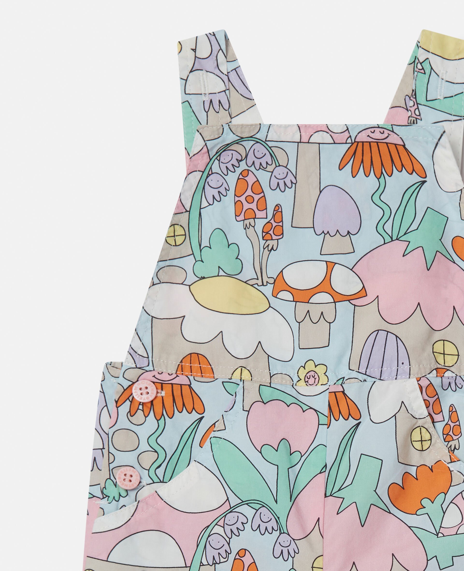 Woodland Print Denim Dungarees -Blue-large image number 1