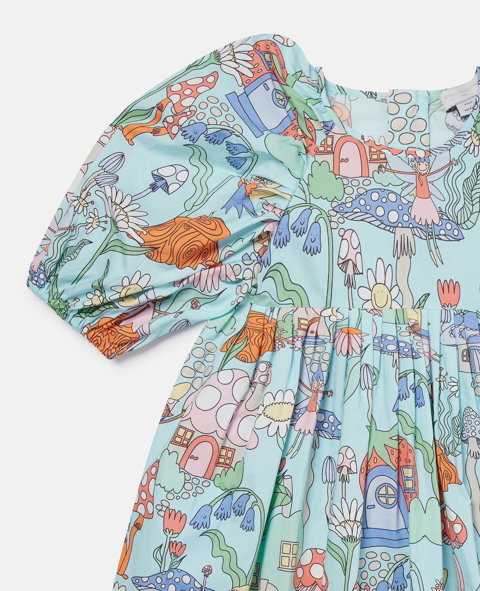 Woodland Print Pleated Short-Sleeve Dress-Green-large image number 1