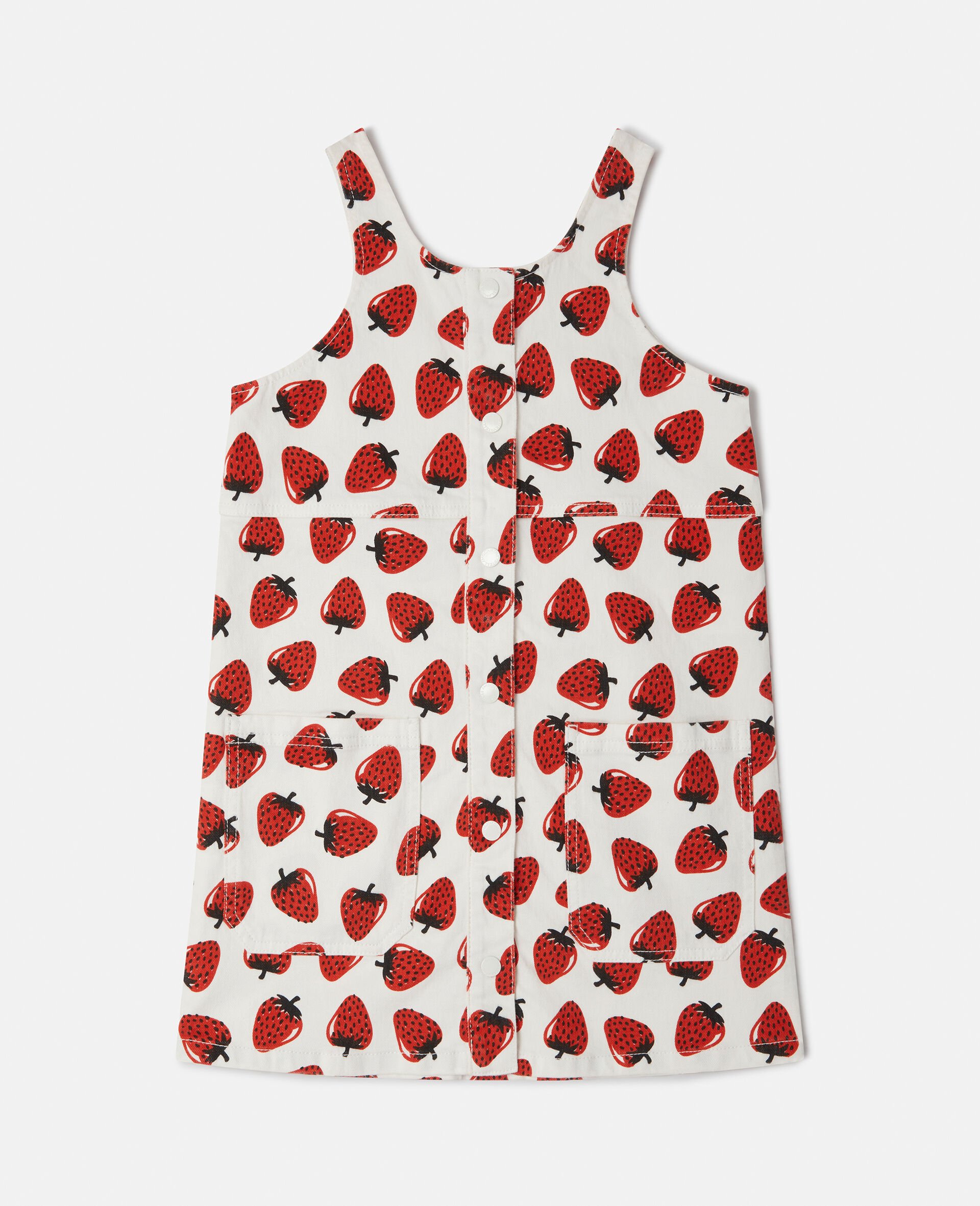 Ärmelloses Kleid mit Erdbeer-Print-Cream-medium