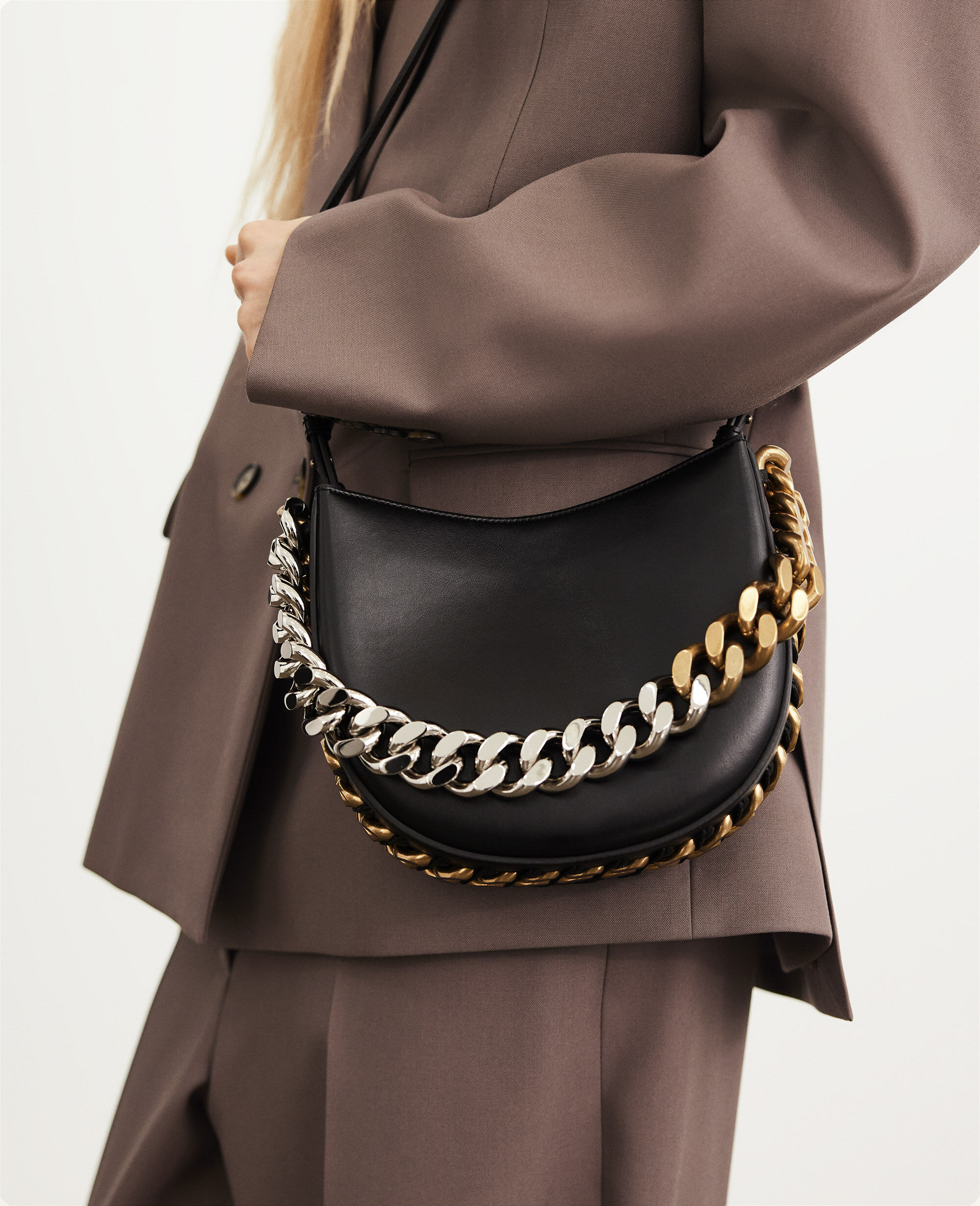 Women Black Frayme Small Shoulder Bag | Stella McCartney US