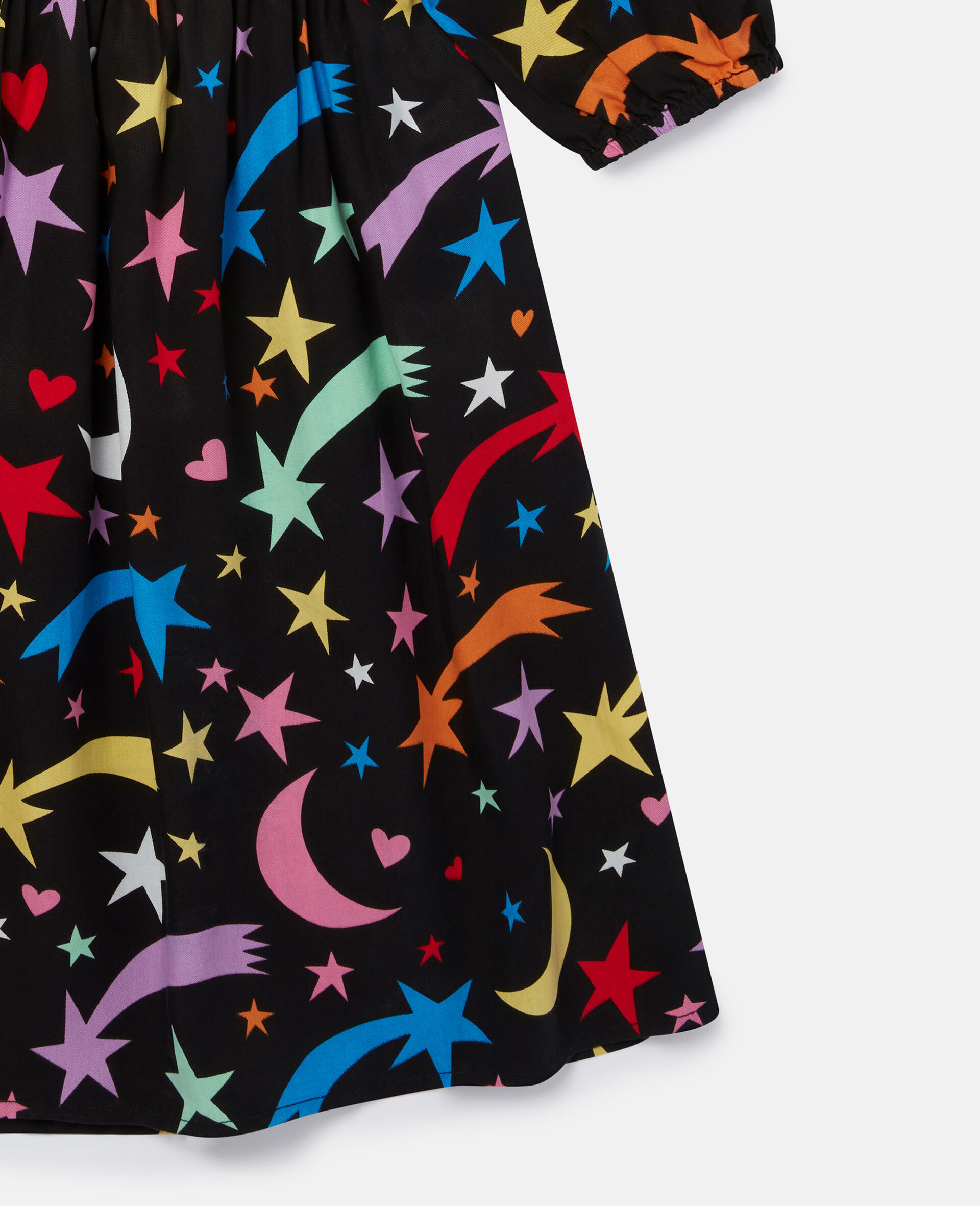 Shooting Star Print Twill Dress-Black-large image number 3