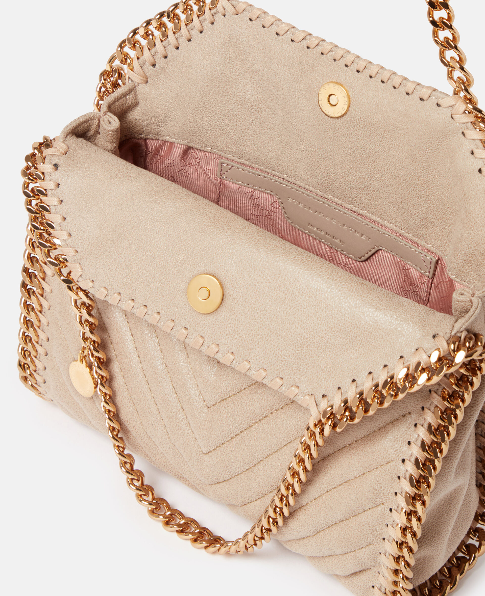 Gesteppte Mini Tote Bag Falabella mit Rautenmuster-Beige-large image number 3