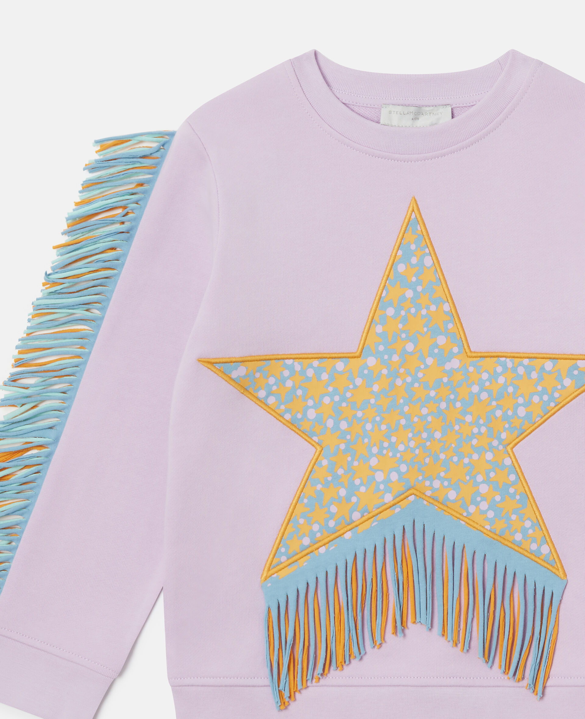 Fringed Star Graphic Sweatshirt-Purple-medium