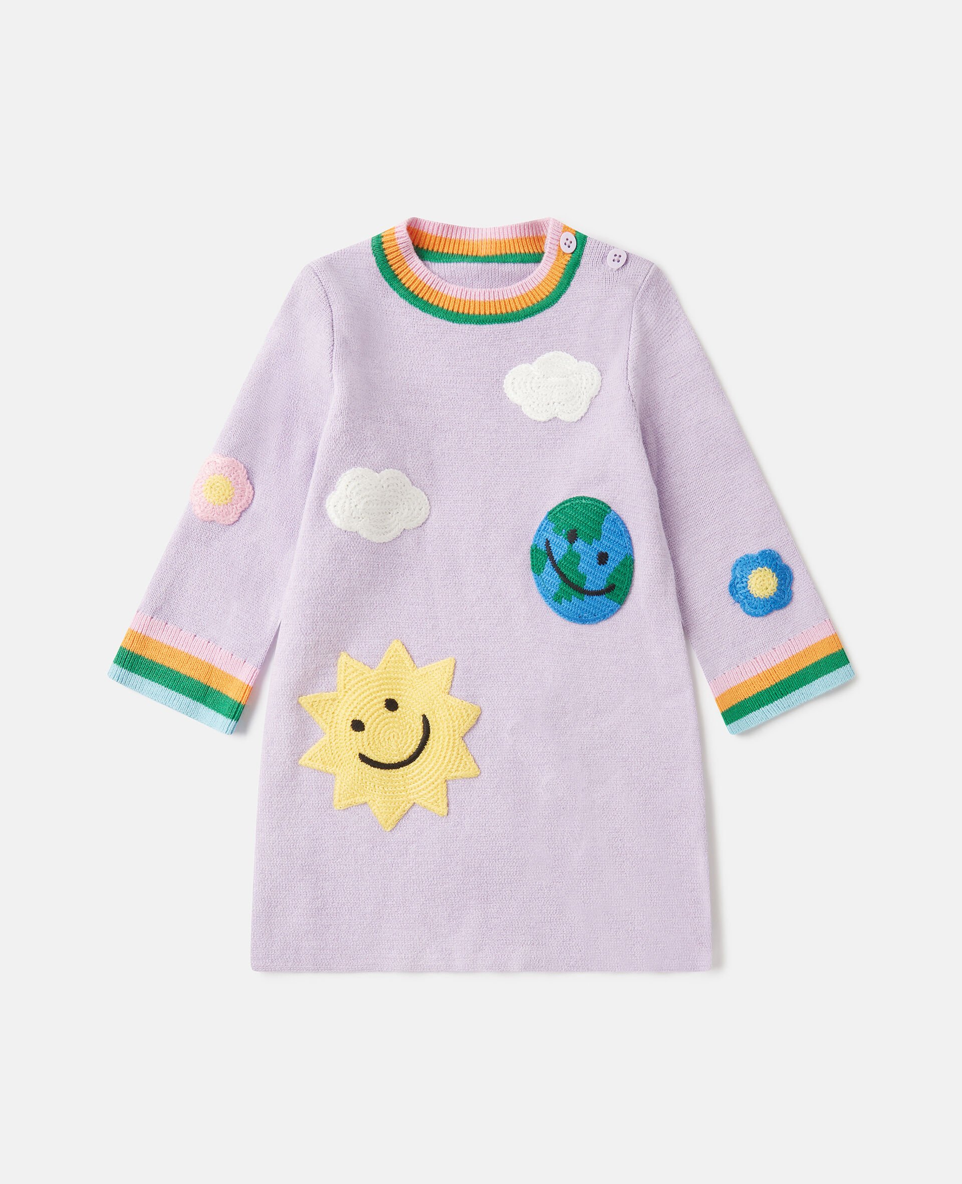 Earth Friends图形刺绣套衫连衣裙-Purple-large image number 0