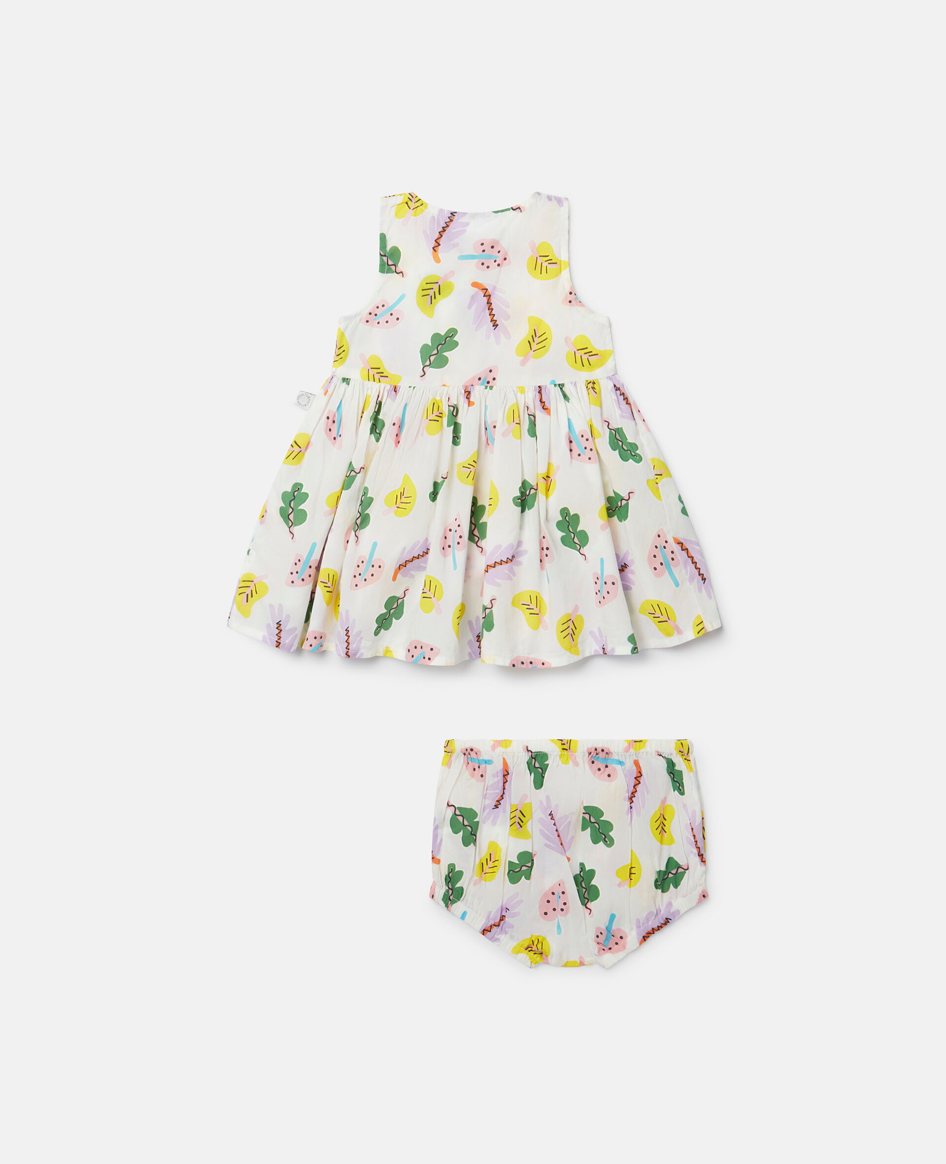 Baby Palm Leaf Print Dress and Bloomers Set-White-large image number 2