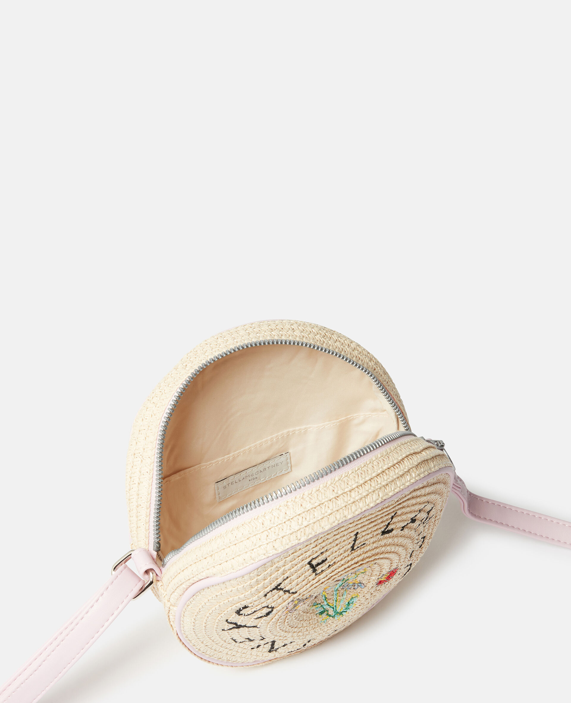 Flower Embroidered Straw Crossbody Bag-Beige-large image number 3