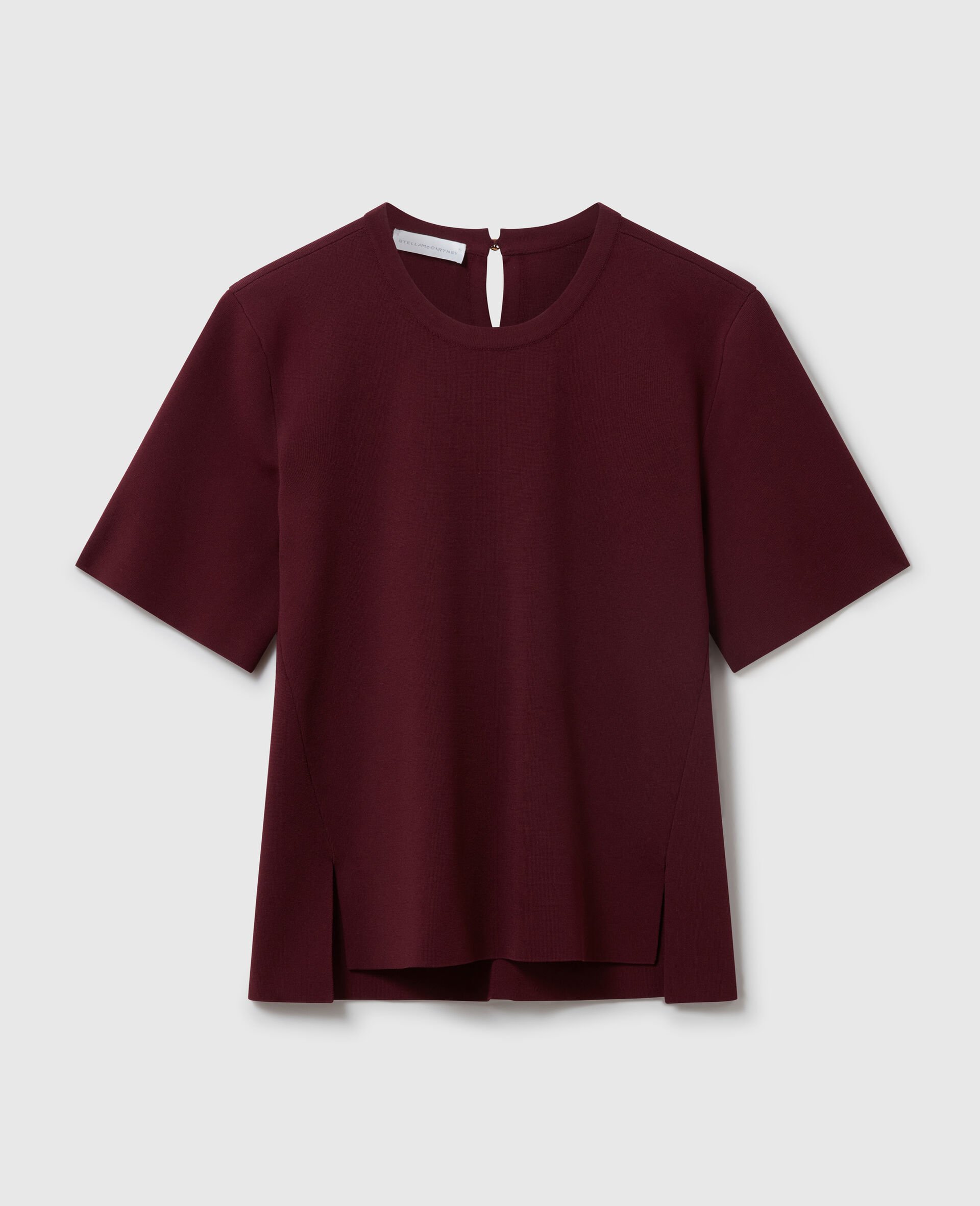 Compact Knit Short-Sleeve T-Shirt-Red-medium